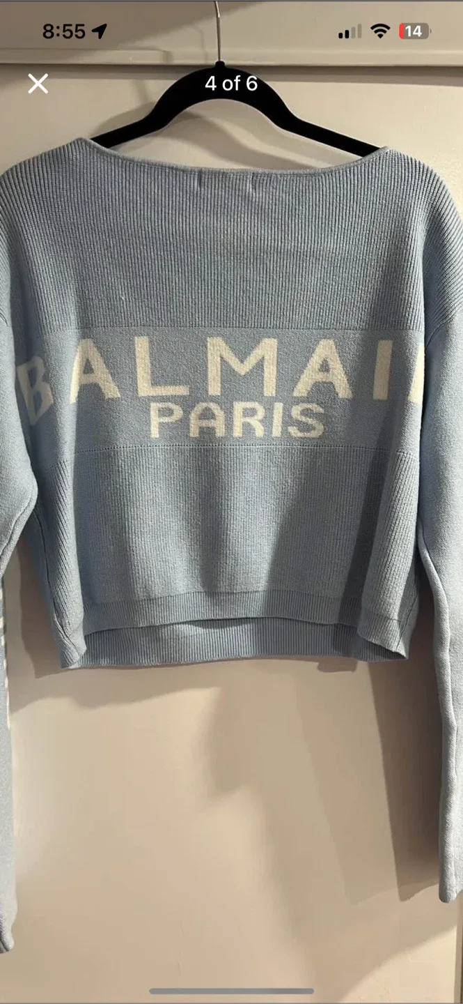 Balmain Pullover Cropped Azzurro Sweater image indicator(4)