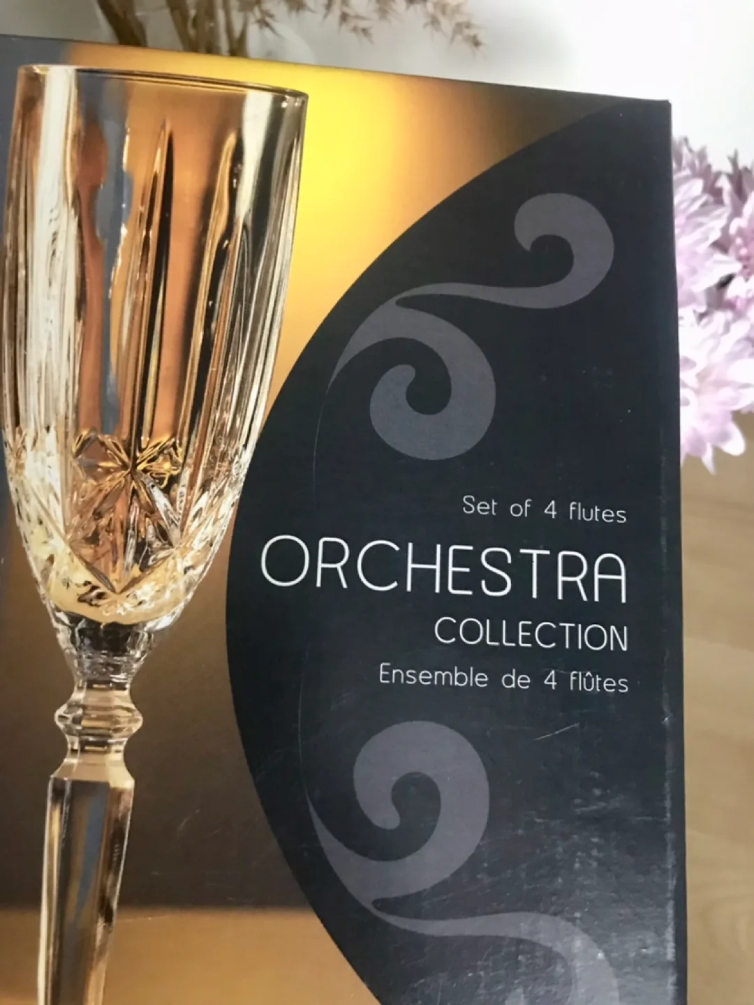 Gorgeous Set of Italian Crystal Champagne Flutes/Glasses