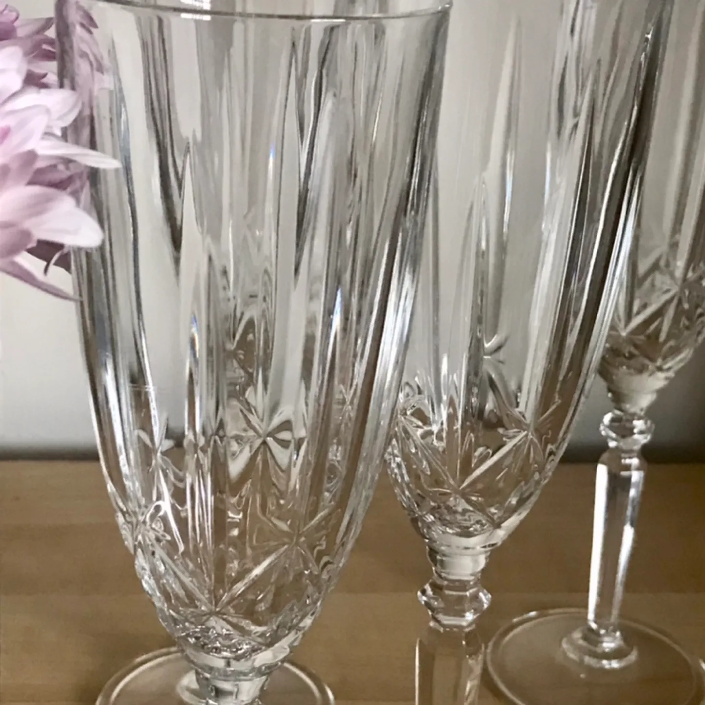 Gorgeous Set of Italian Crystal Champagne Flutes/Glasses image indicator(5)