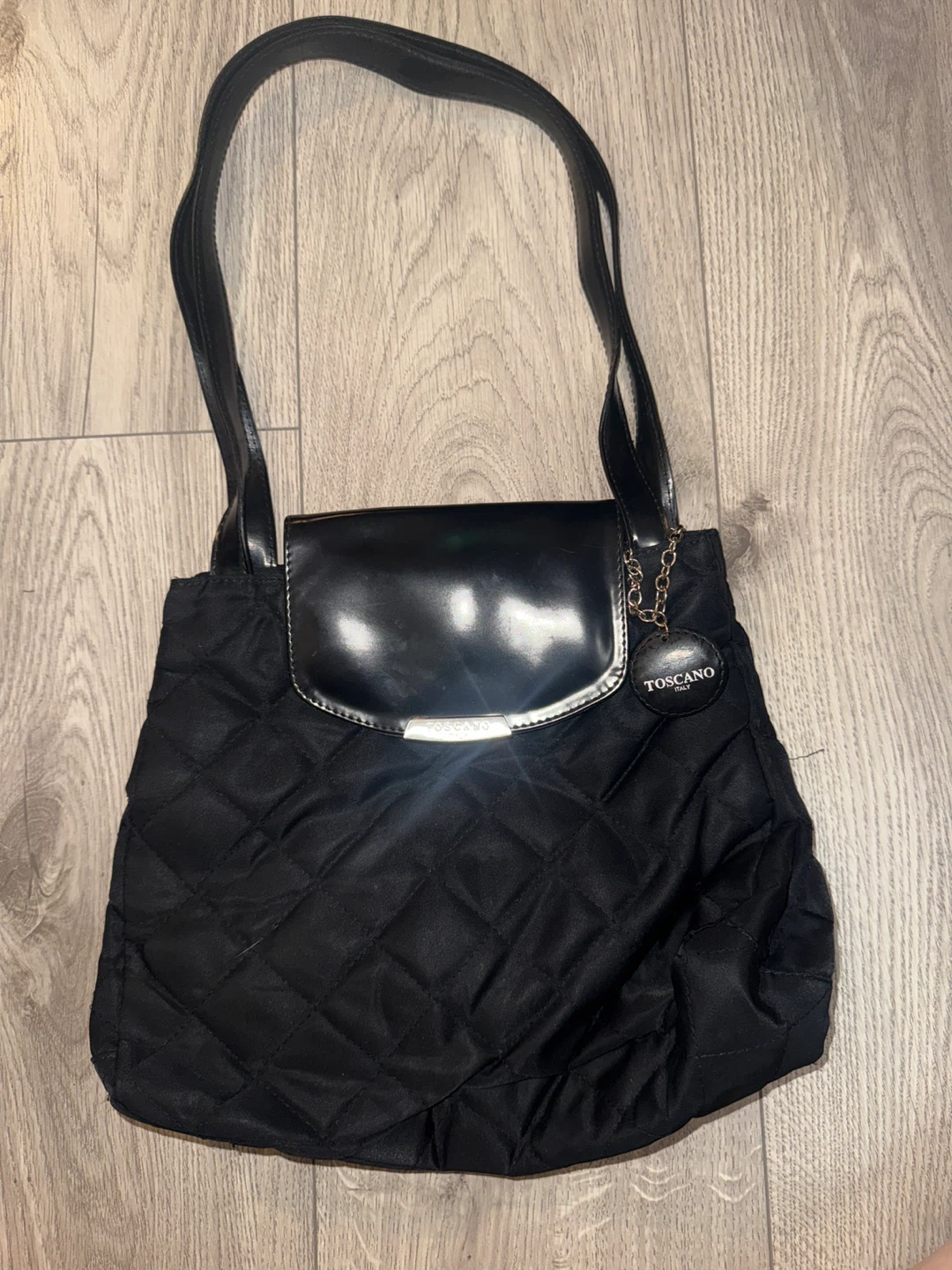 Toscano Black Quilted Shoulder Bag