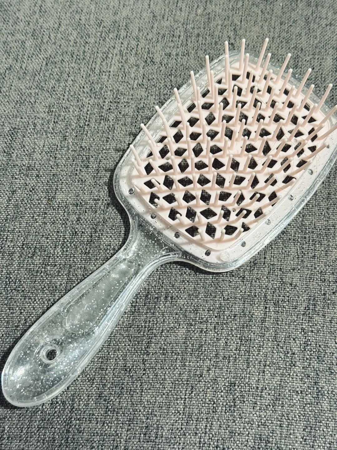 Hair Brush – Clear Handle With Pink Cushion