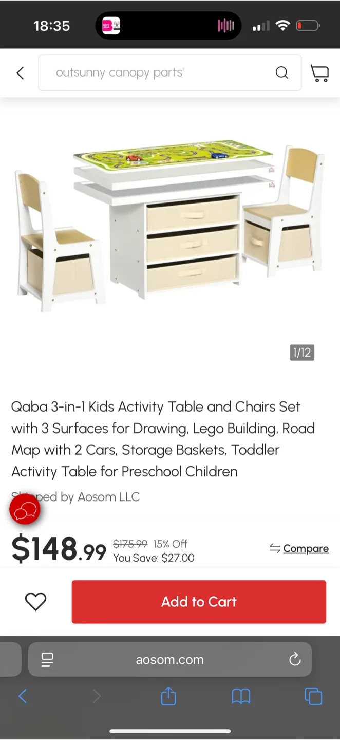 Qaba 3-in-1 Kids Activity Table & Chairs image indicator(3)