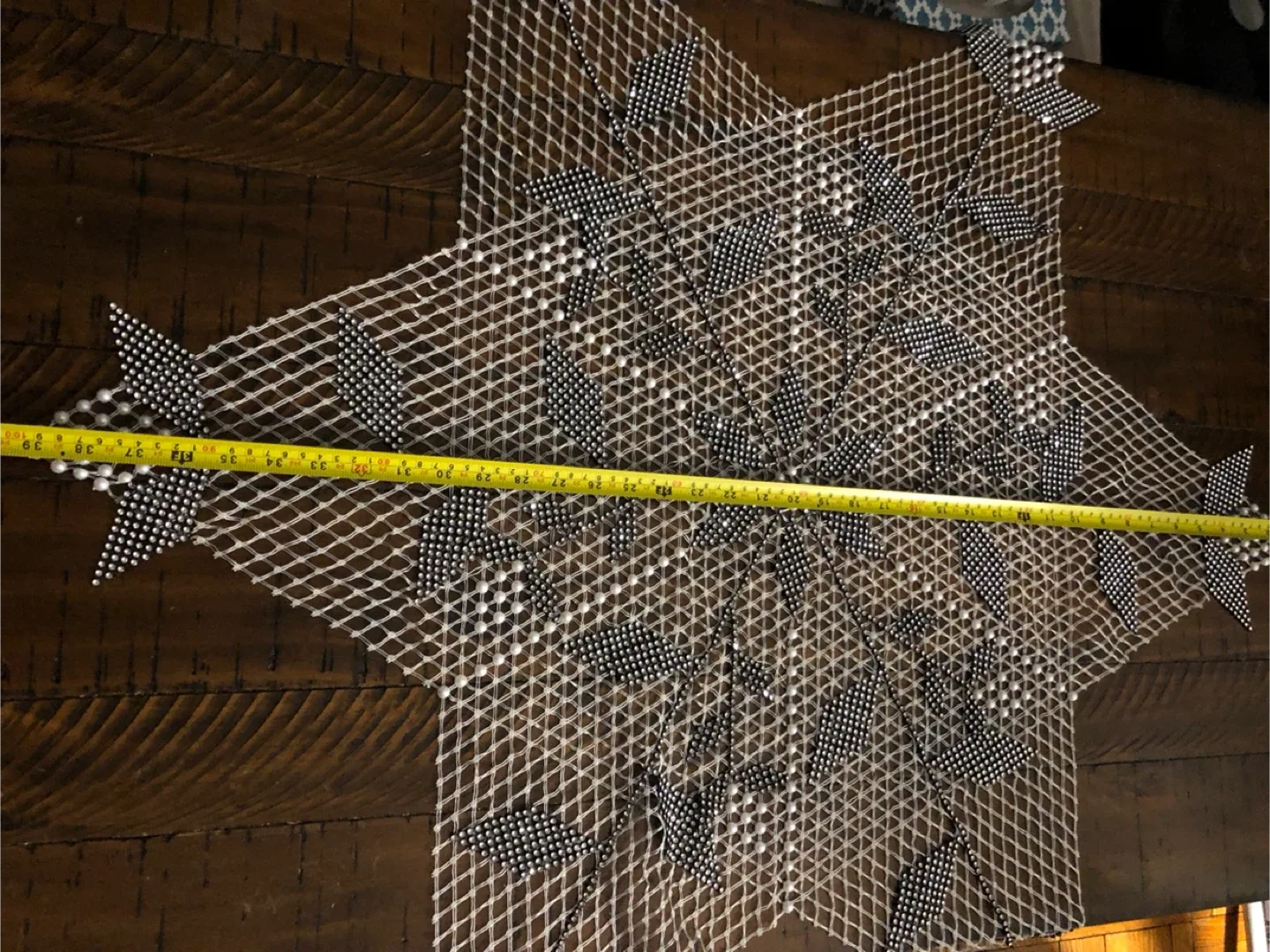 Decorative Beaded Snowflakes and Star Table Runner, 39 Inches image indicator(2)