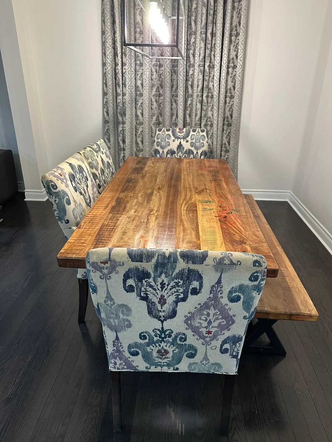 Rustic Solid Wood Dining Table + Matching Bench image indicator(2)