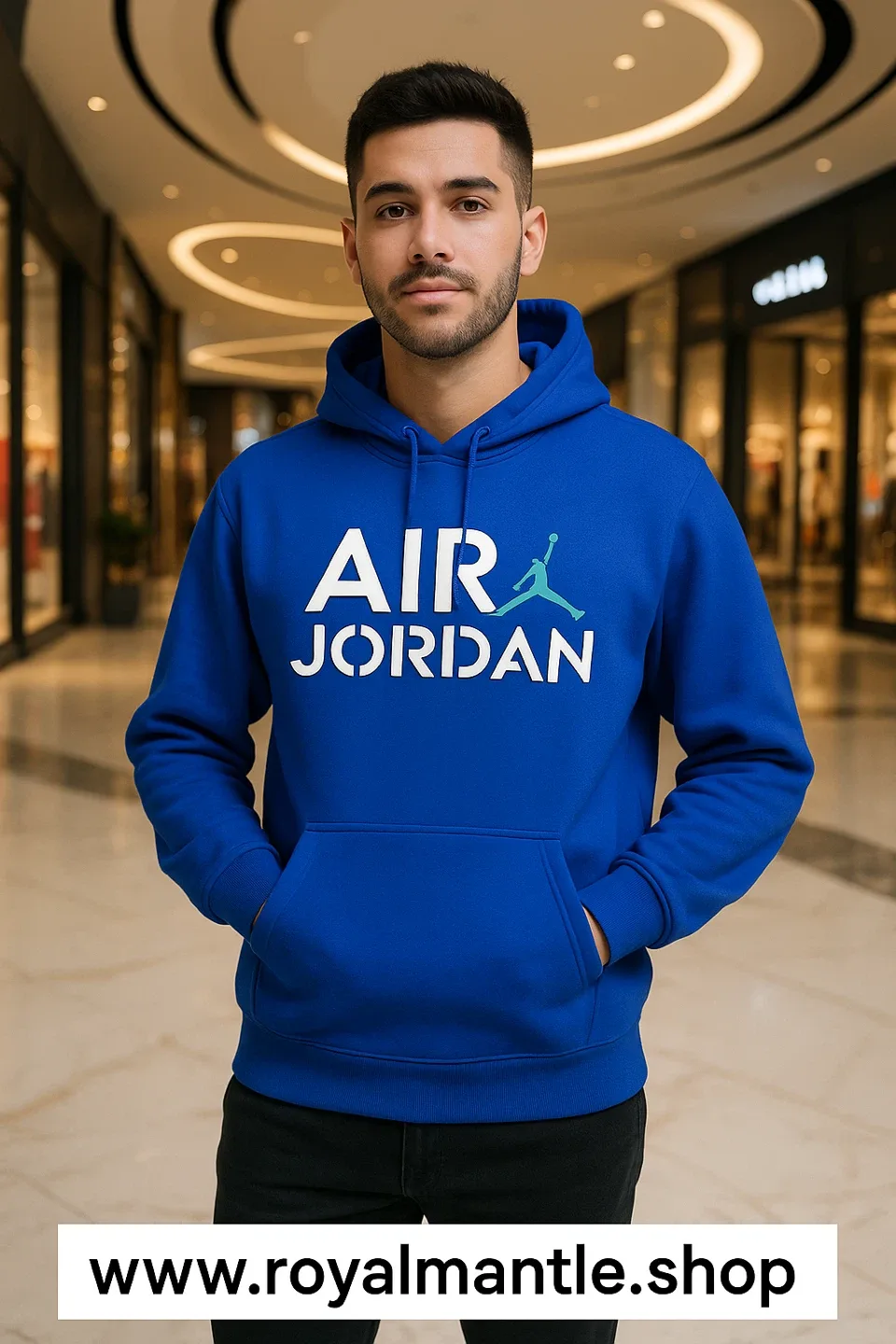 New Air Jordan Blue Hoodie Slim Fit - Size M, XL, XXL