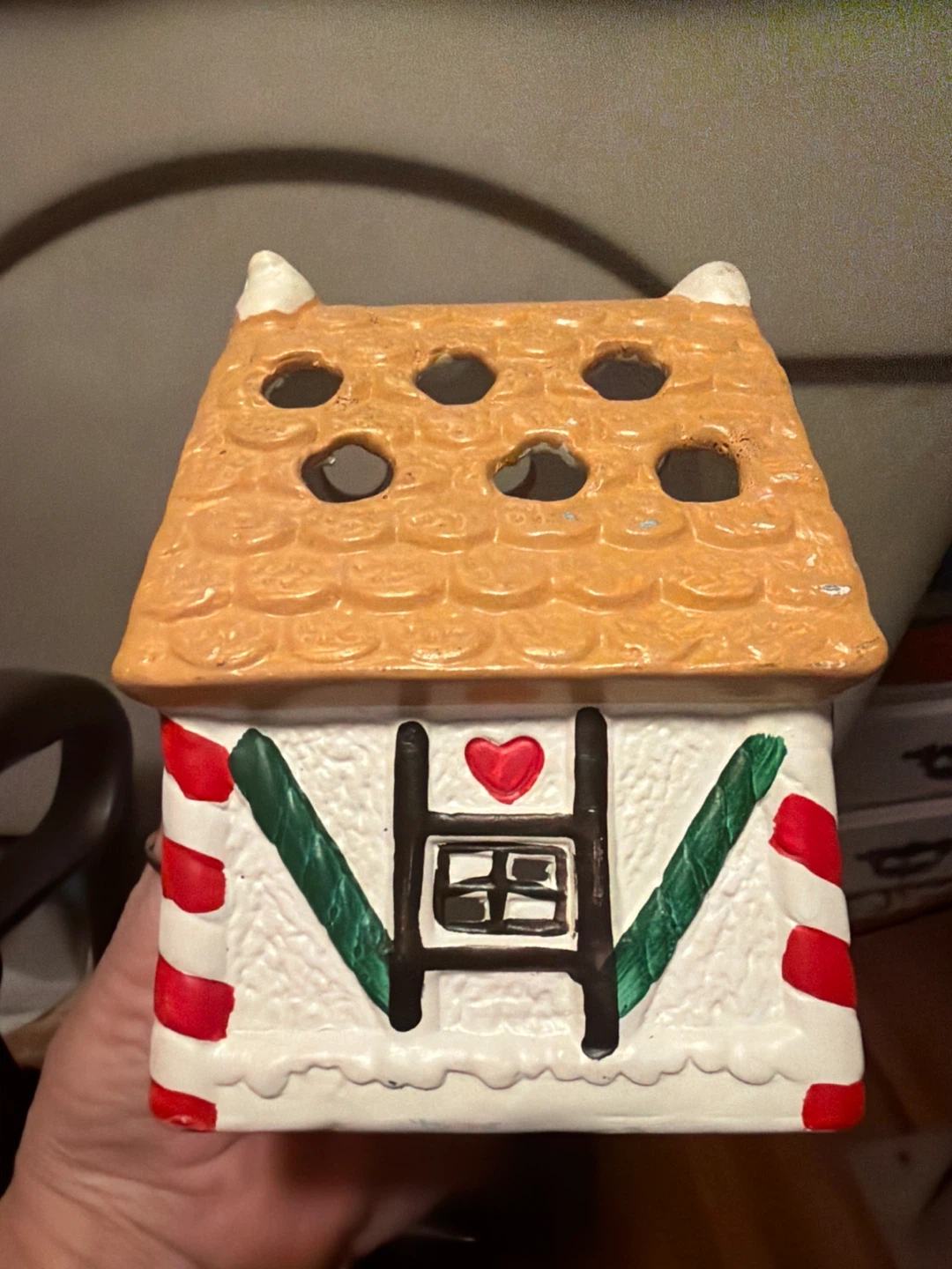 HOL 1992 Ceramic Gingerbread House Candle Holder