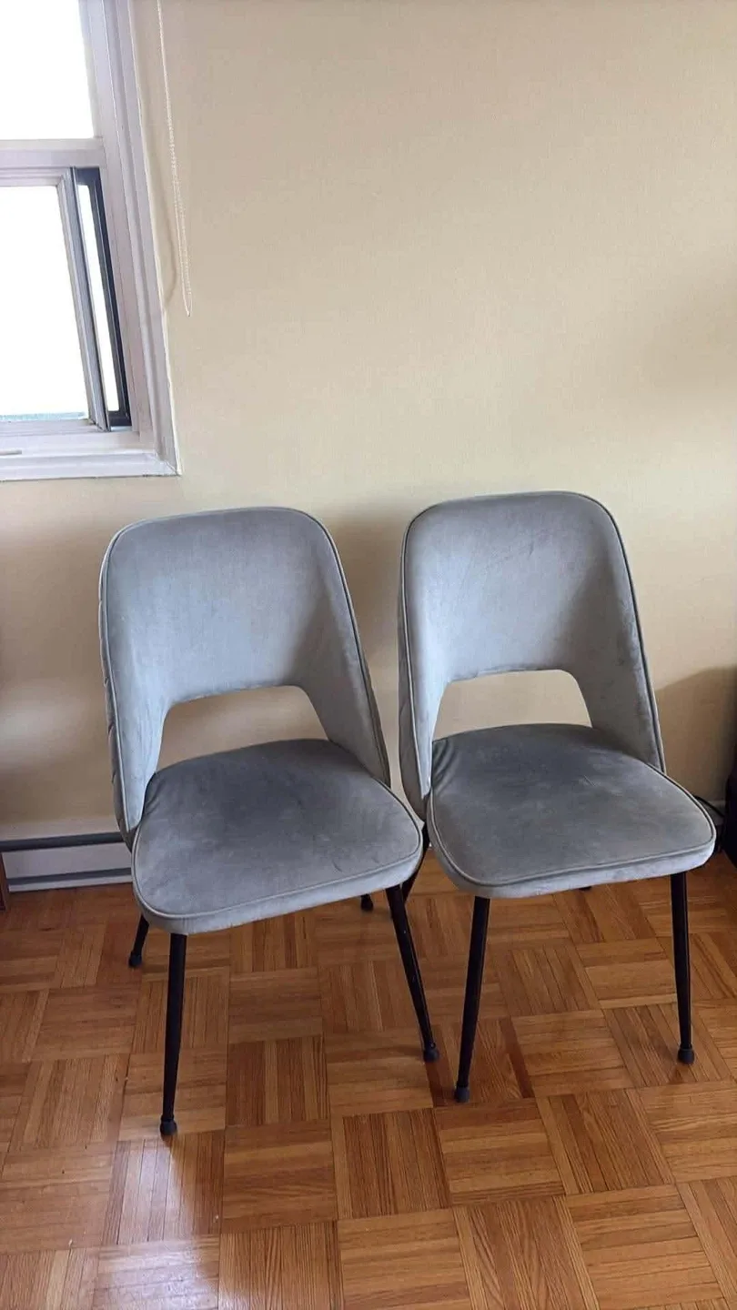 Set of 2 Grey Upholstered Dining Chairs