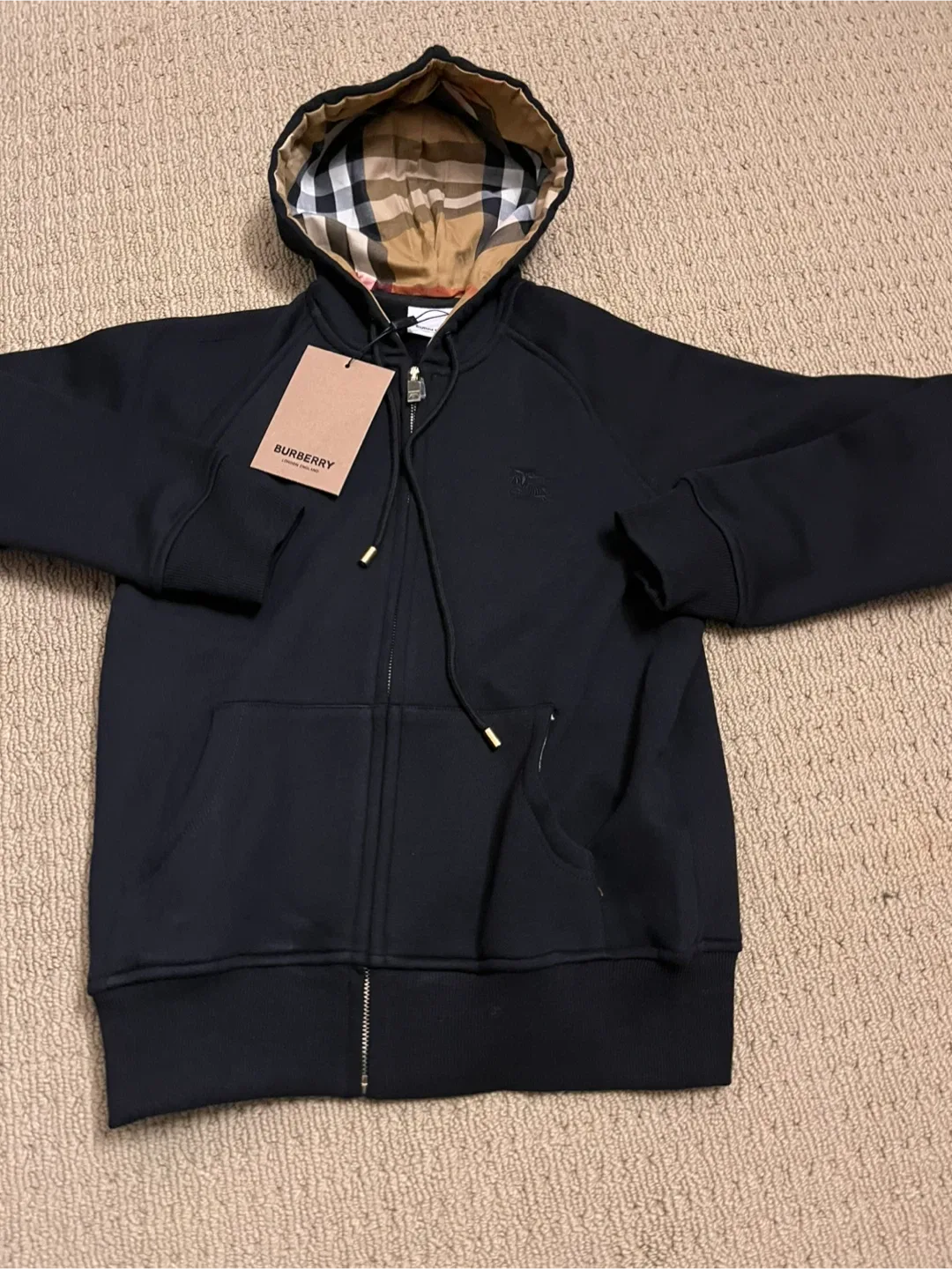 Burberry Black Zip-Up Hoodie - Size M image indicator(2)