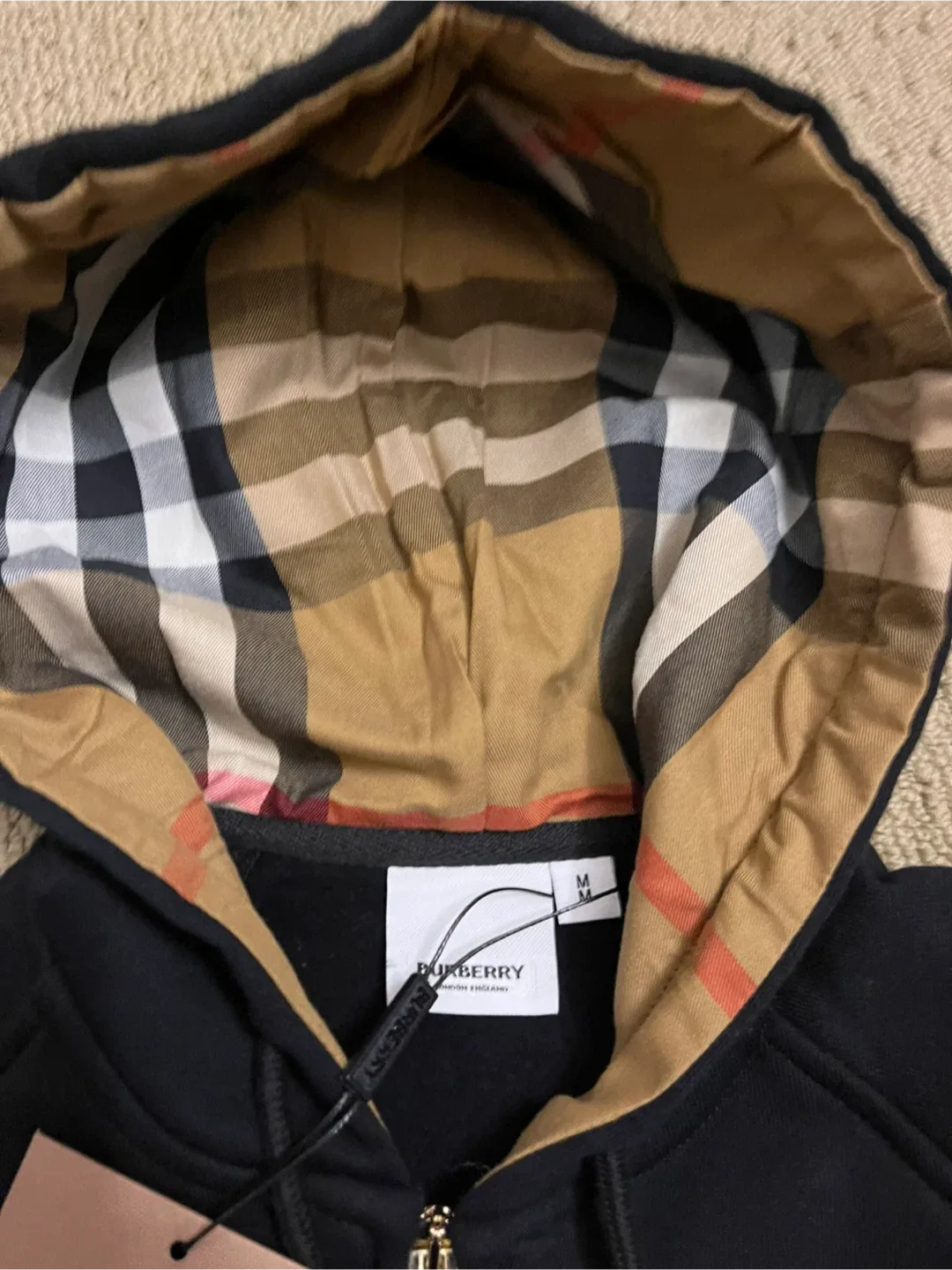 Burberry Black Zip-Up Hoodie - Size M image indicator(3)