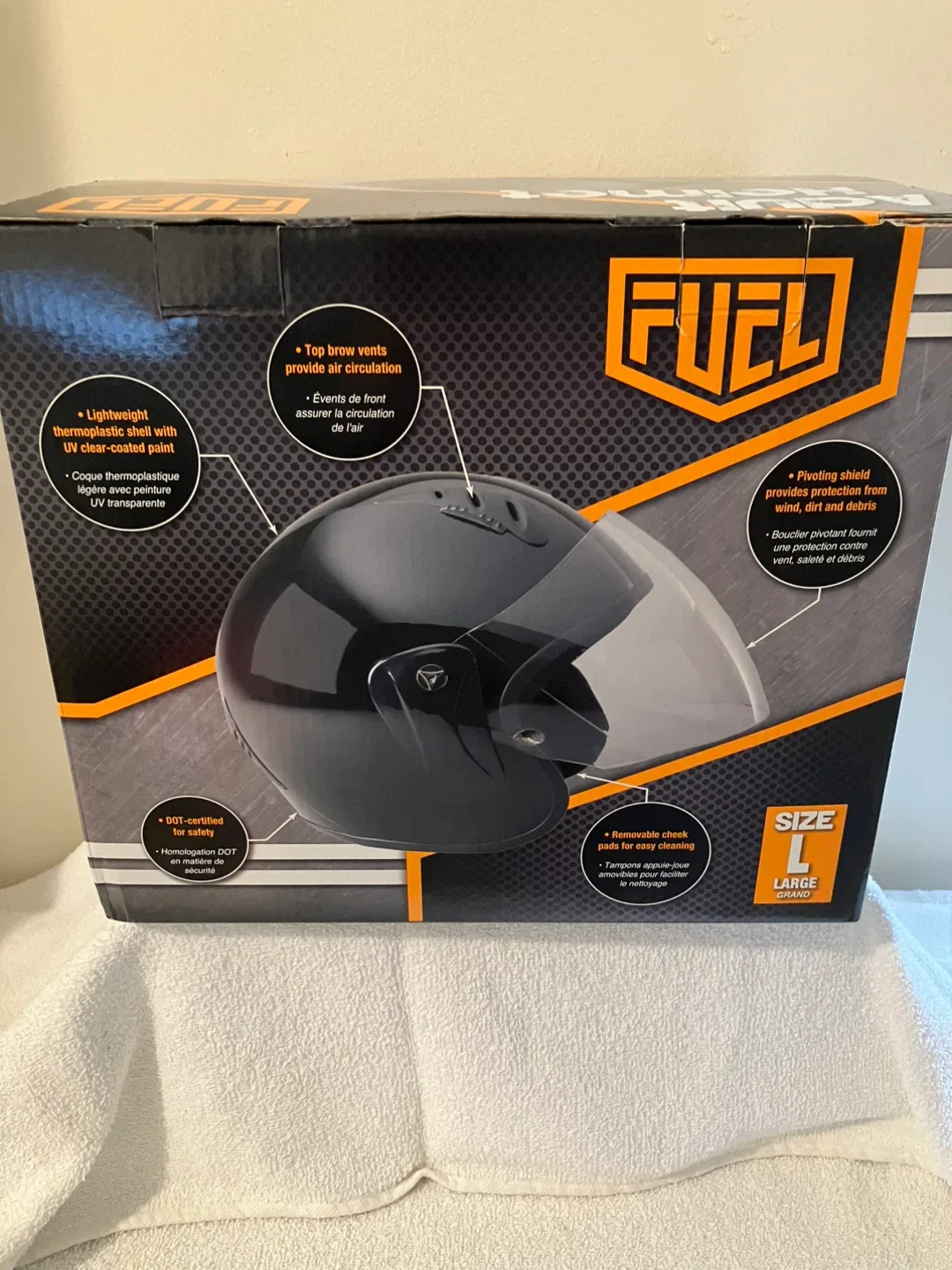 Fuel SH-WS0016 Gloss Black Open Face Helmet - Size Large