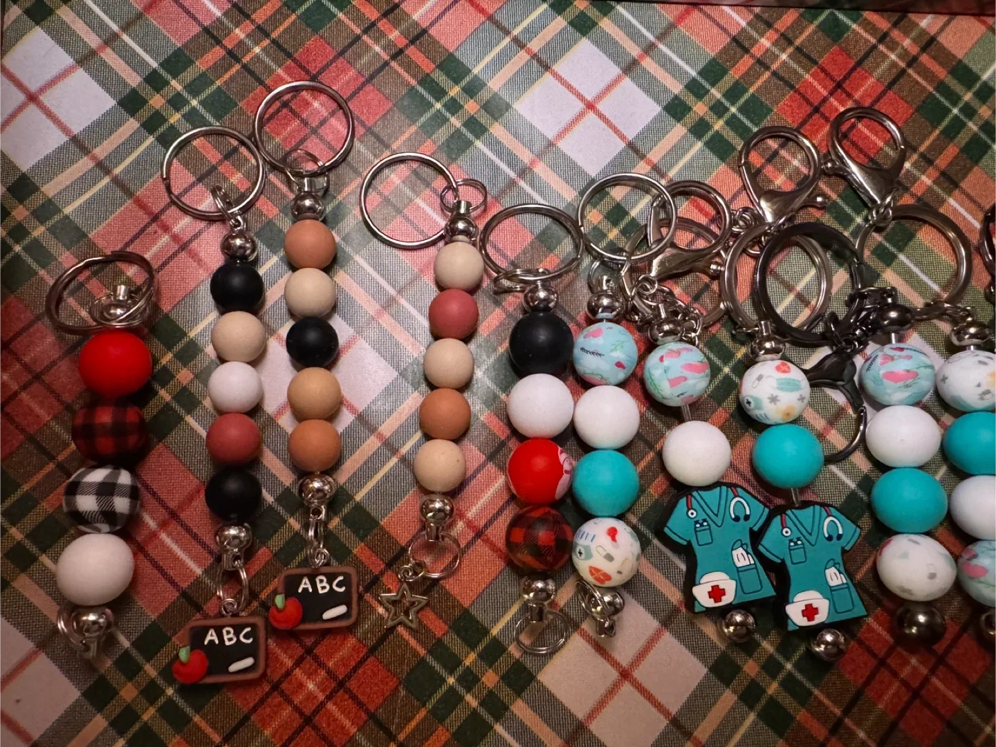 Handmade Beaded Keychains - Teacher, Nurse, Highland Cow image indicator(2)