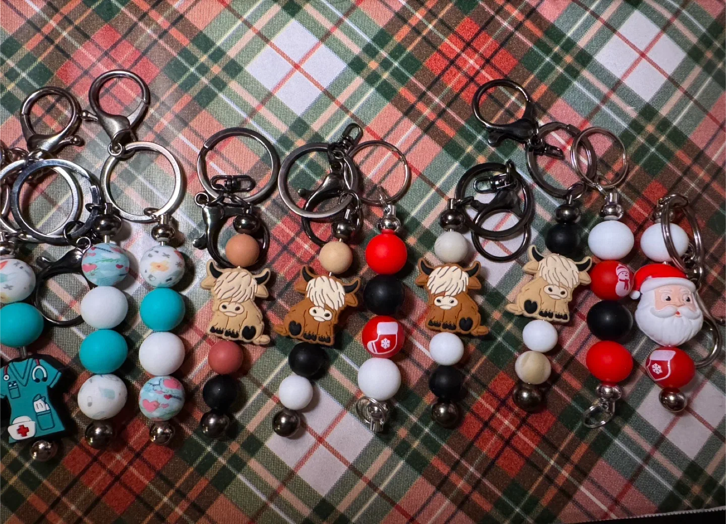 Handmade Beaded Keychains - Teacher, Nurse, Highland Cow image indicator(3)