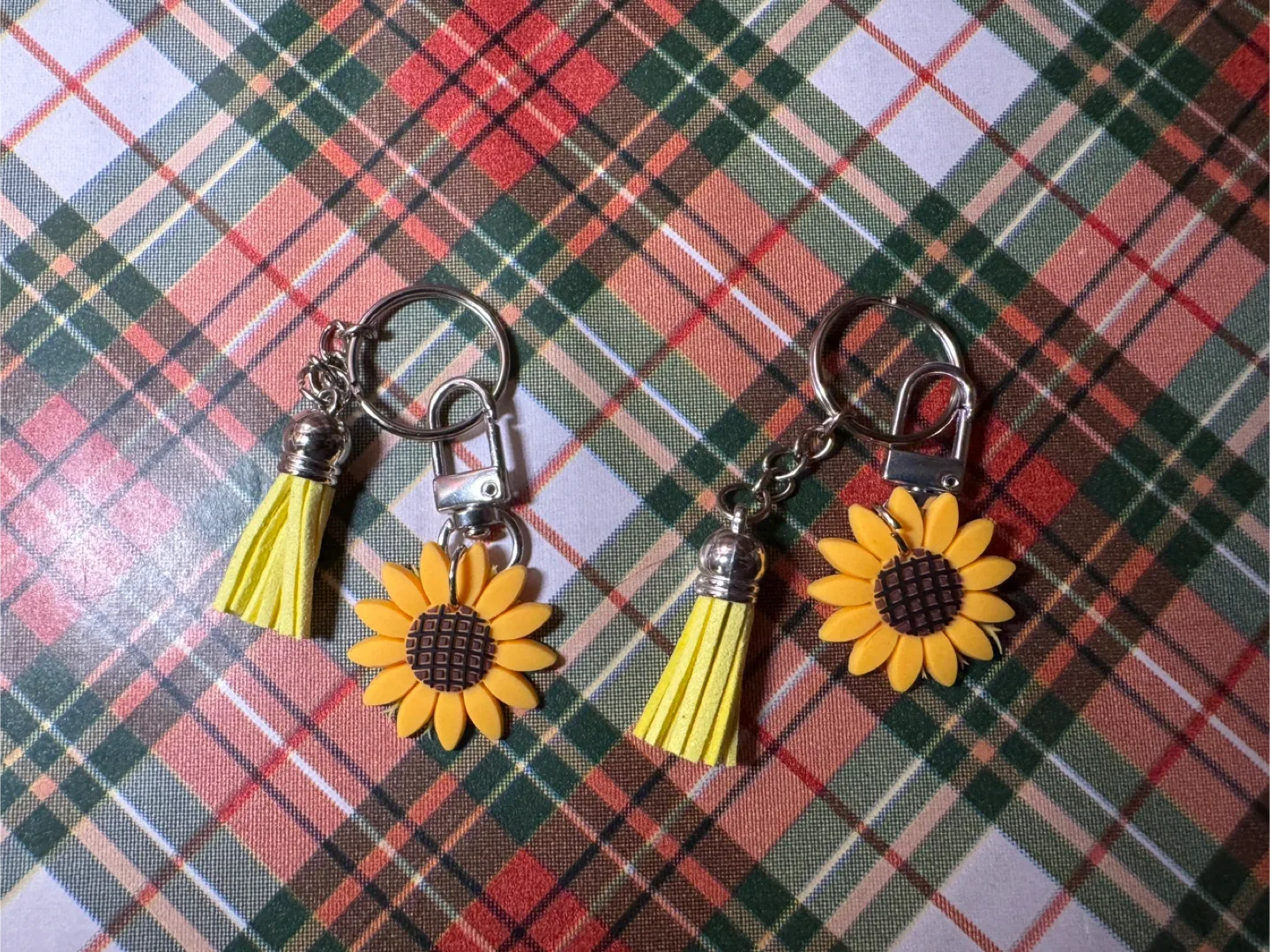 Sunflower Keychain with Yellow Tassel