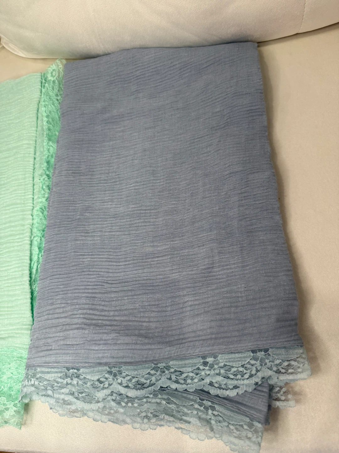 Lace Trim Scarves - Pink, Green, Gray - photo 3