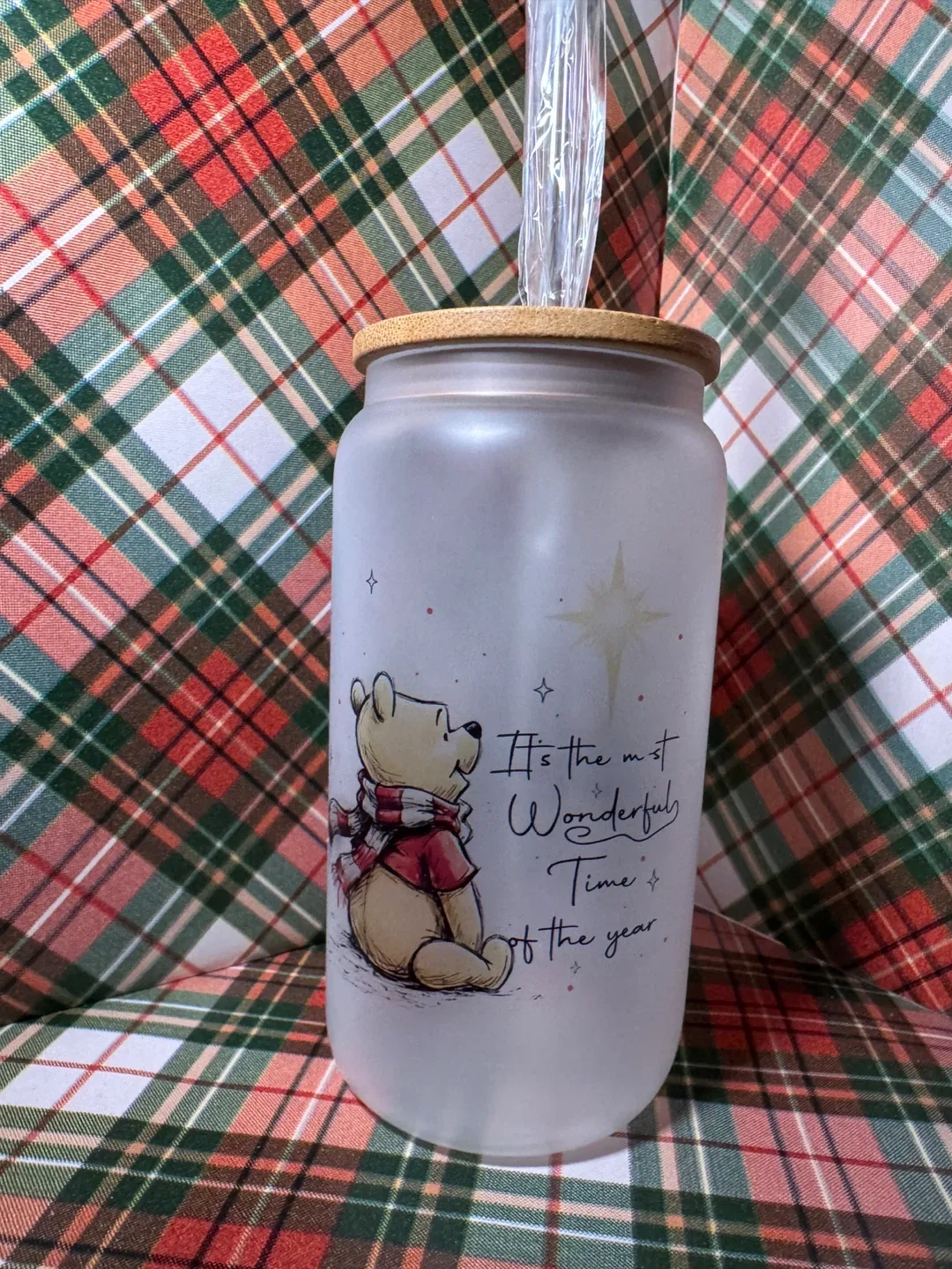 Winnie the Pooh Christmas Glass Tumbler