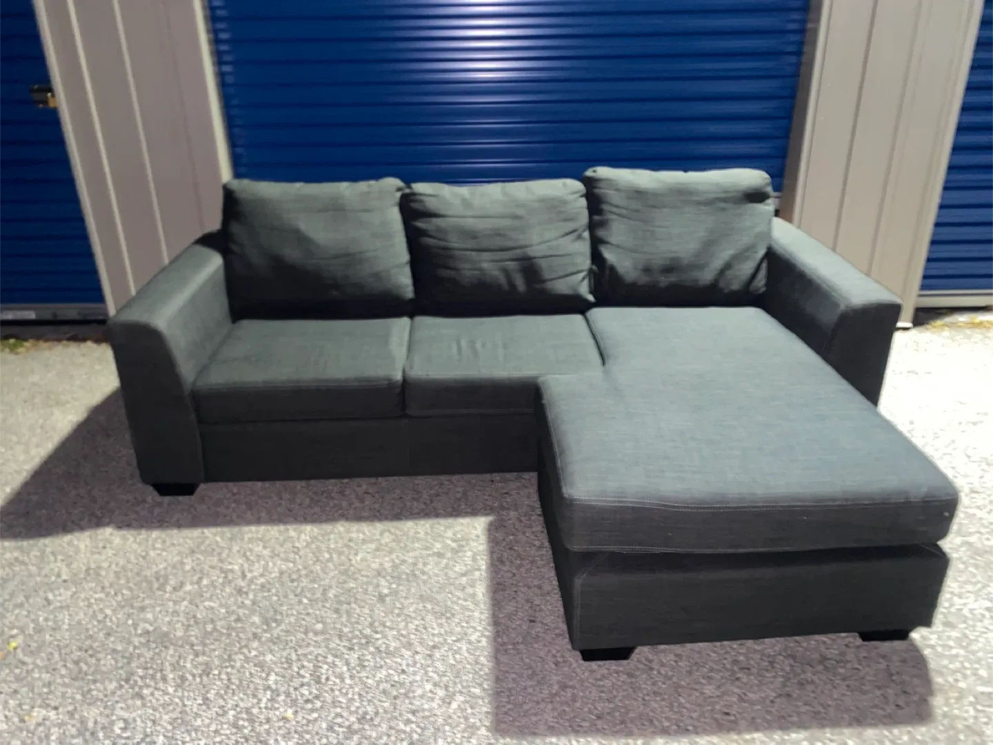 (Free Delivery) Grey Sectional Sofa Couch Reversible L image indicator(2)