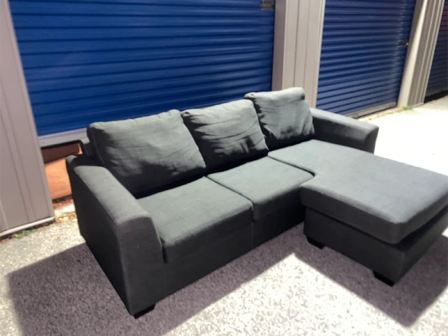 (Free Delivery) Grey Sectional Sofa Couch Reversible L image indicator(3)