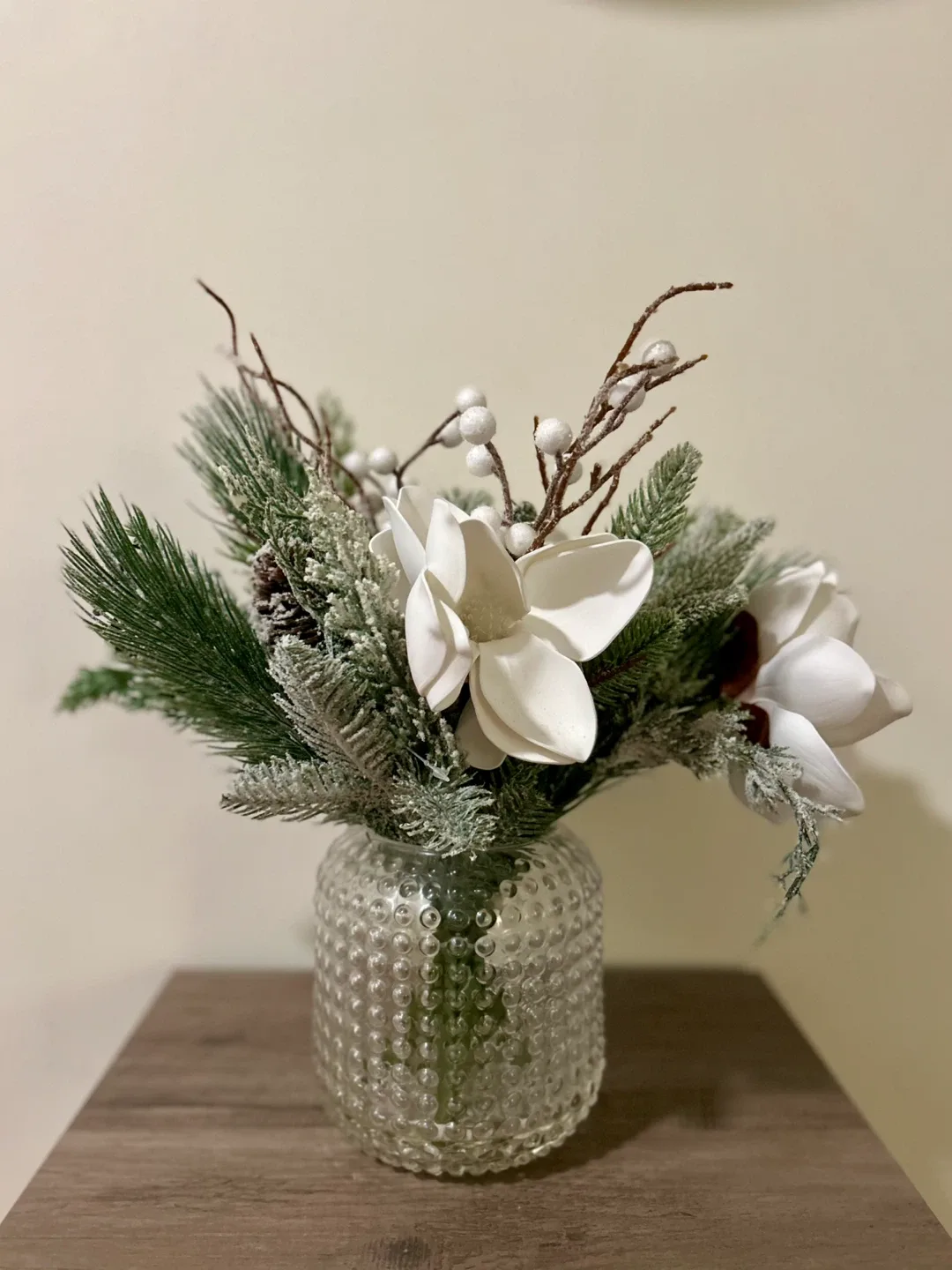 Winter Floral Arrangement in Glass Vase image indicator(3)