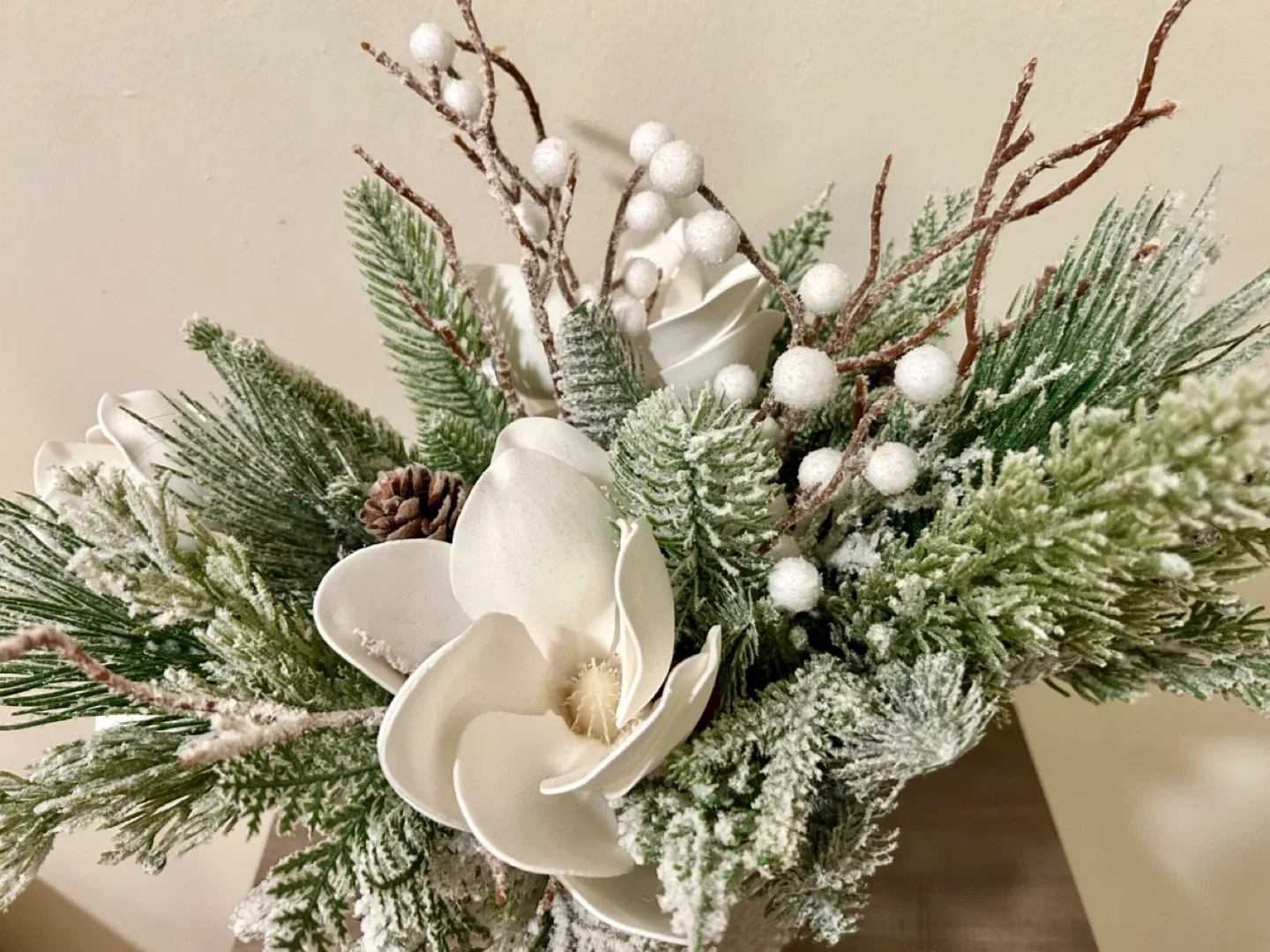 Winter Floral Arrangement in Glass Vase image indicator(2)