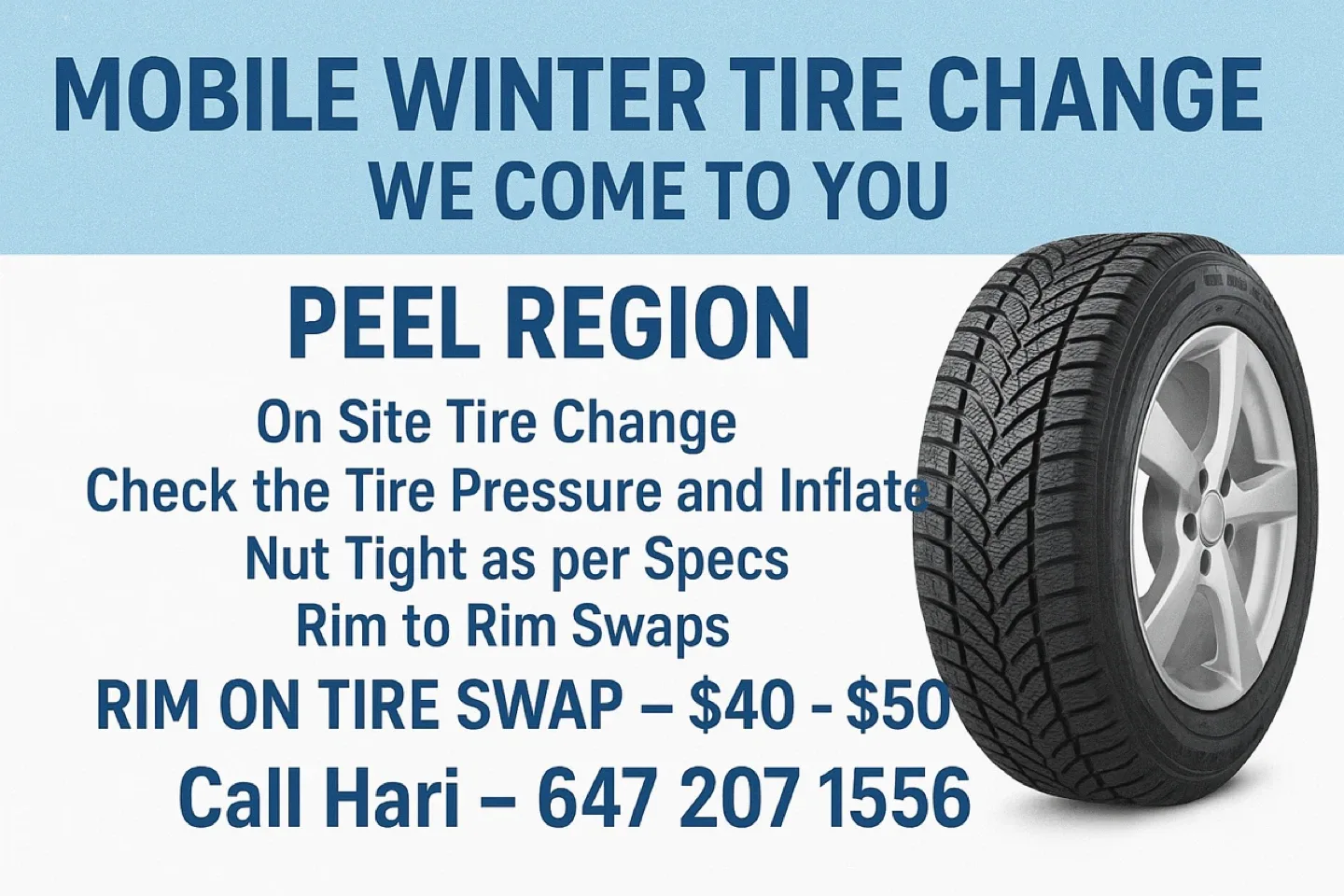 Mobile Winter Tire Change - Peel Region