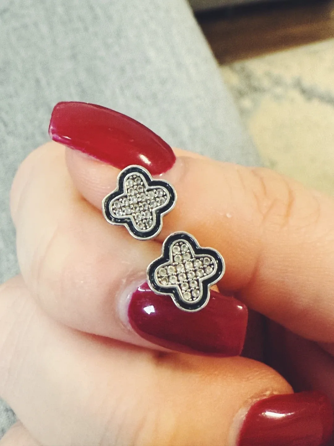 925 Sterling Silver Clover Stud Earrings