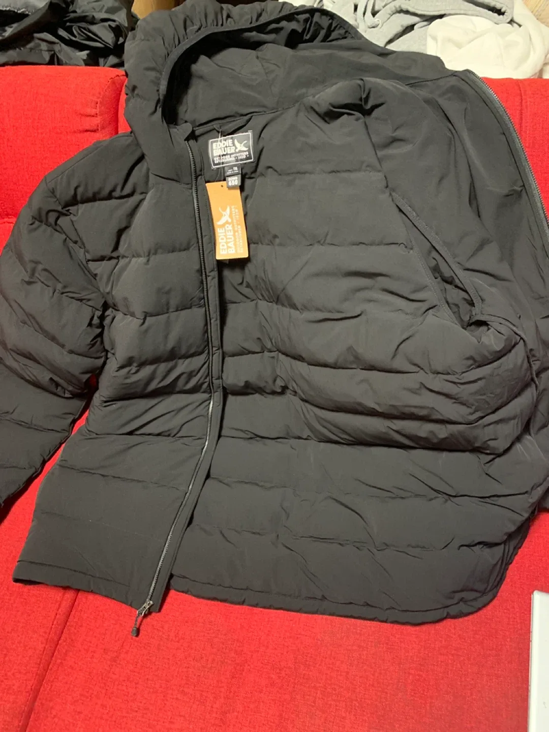 Eddie Bauer Black Puffer Jacket Size XL