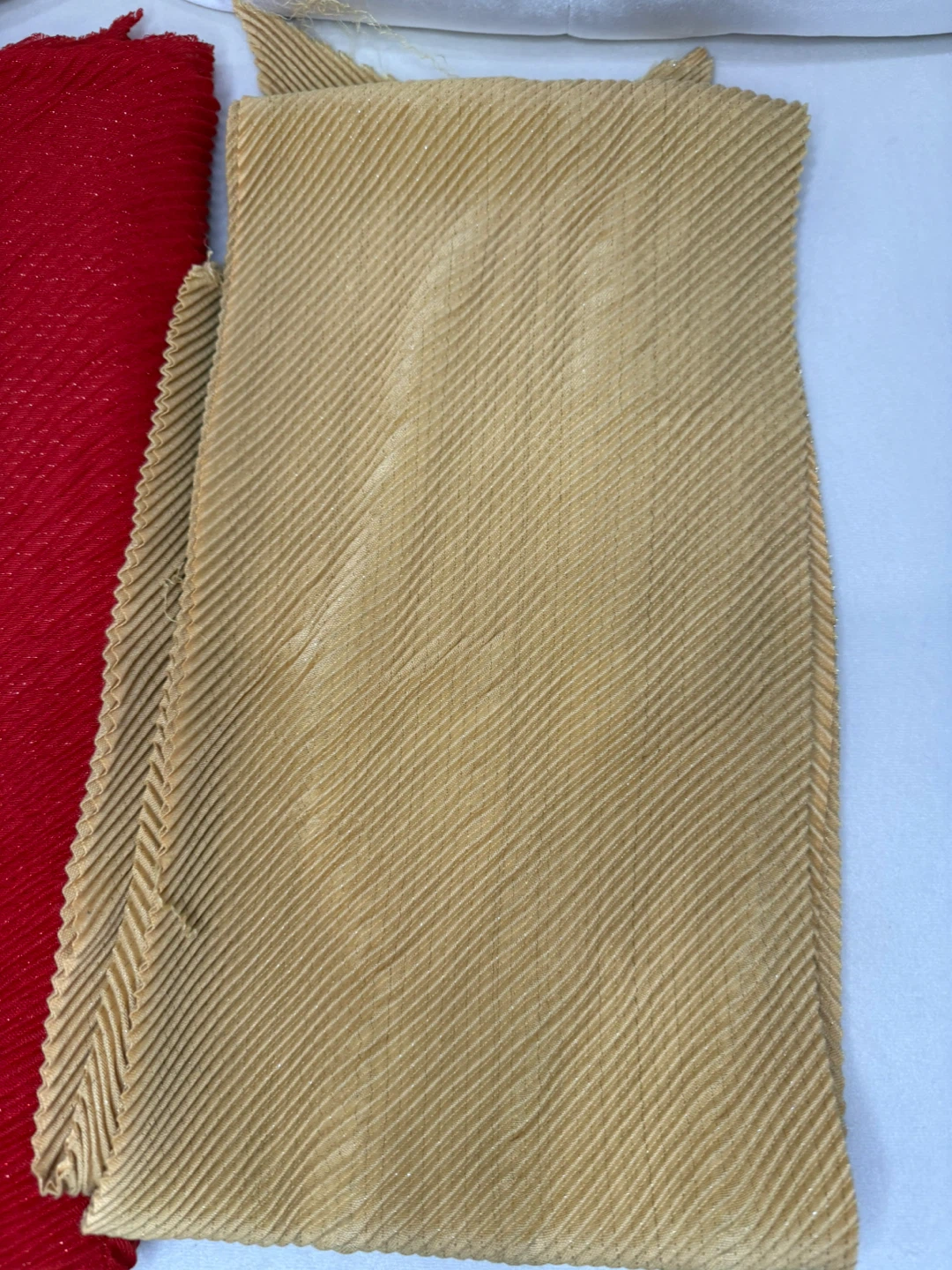 Pleated Fabric Pieces - Red, Gold, Green, Purple
