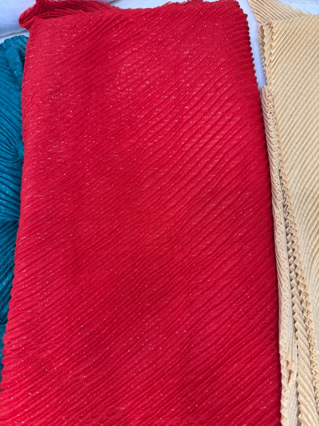 Pleated Fabric Pieces - Red, Gold, Green, Purple - photo 2