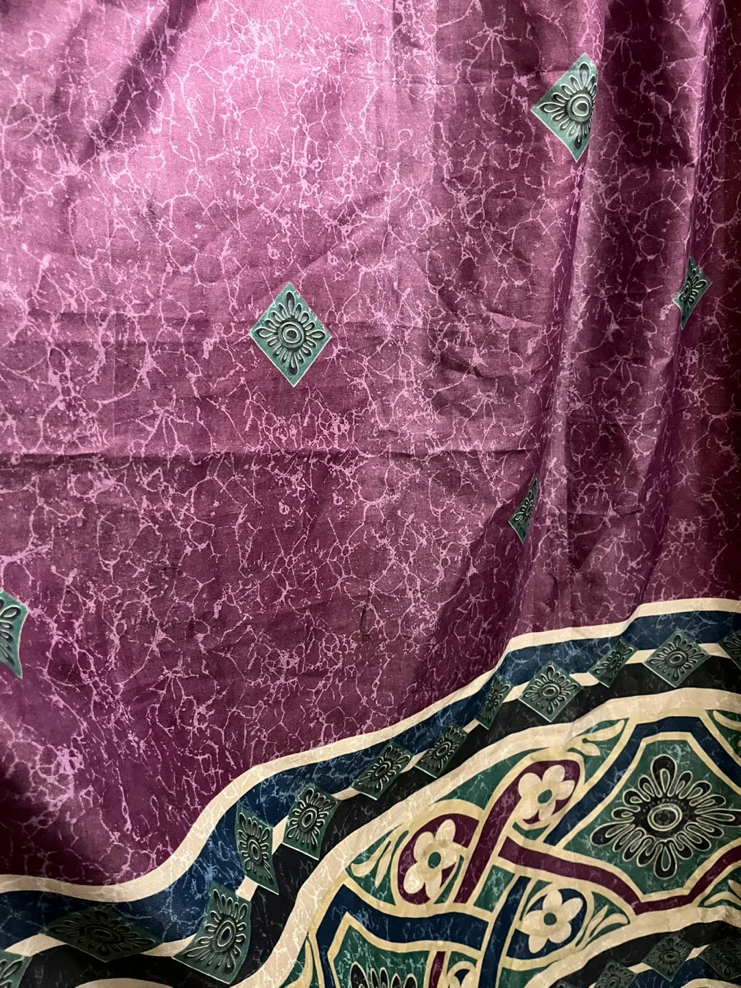 Vintage Patterned Shower Curtain - Purple & Green image indicator(6)