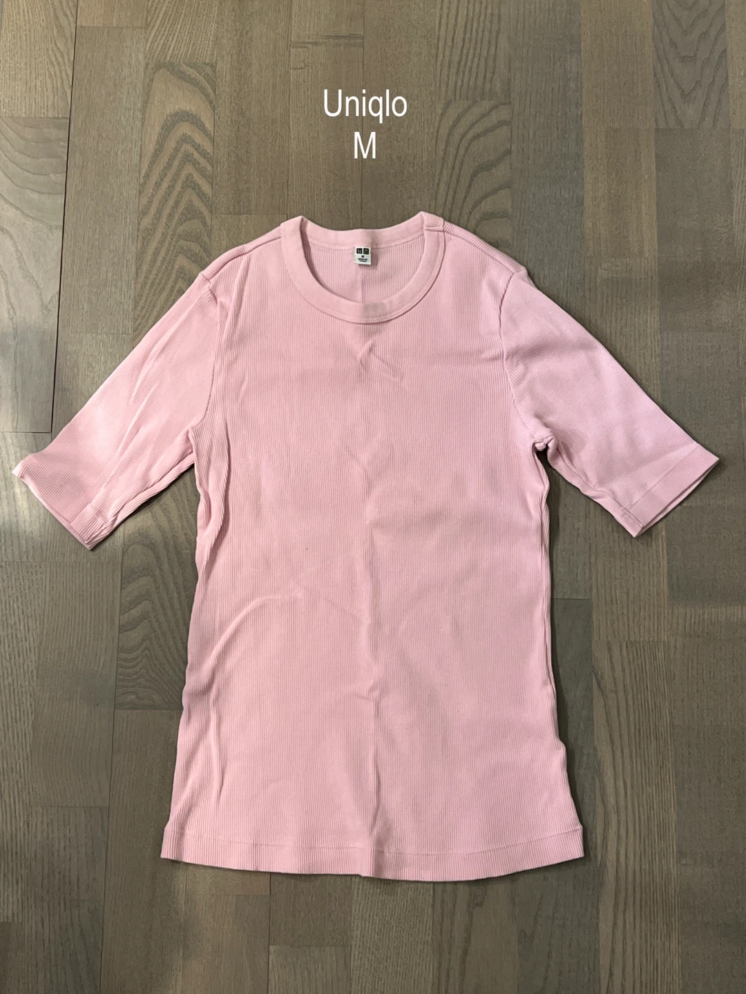 Uniqlo Pink Ribbed T-Shirt - Size M #Cleanout