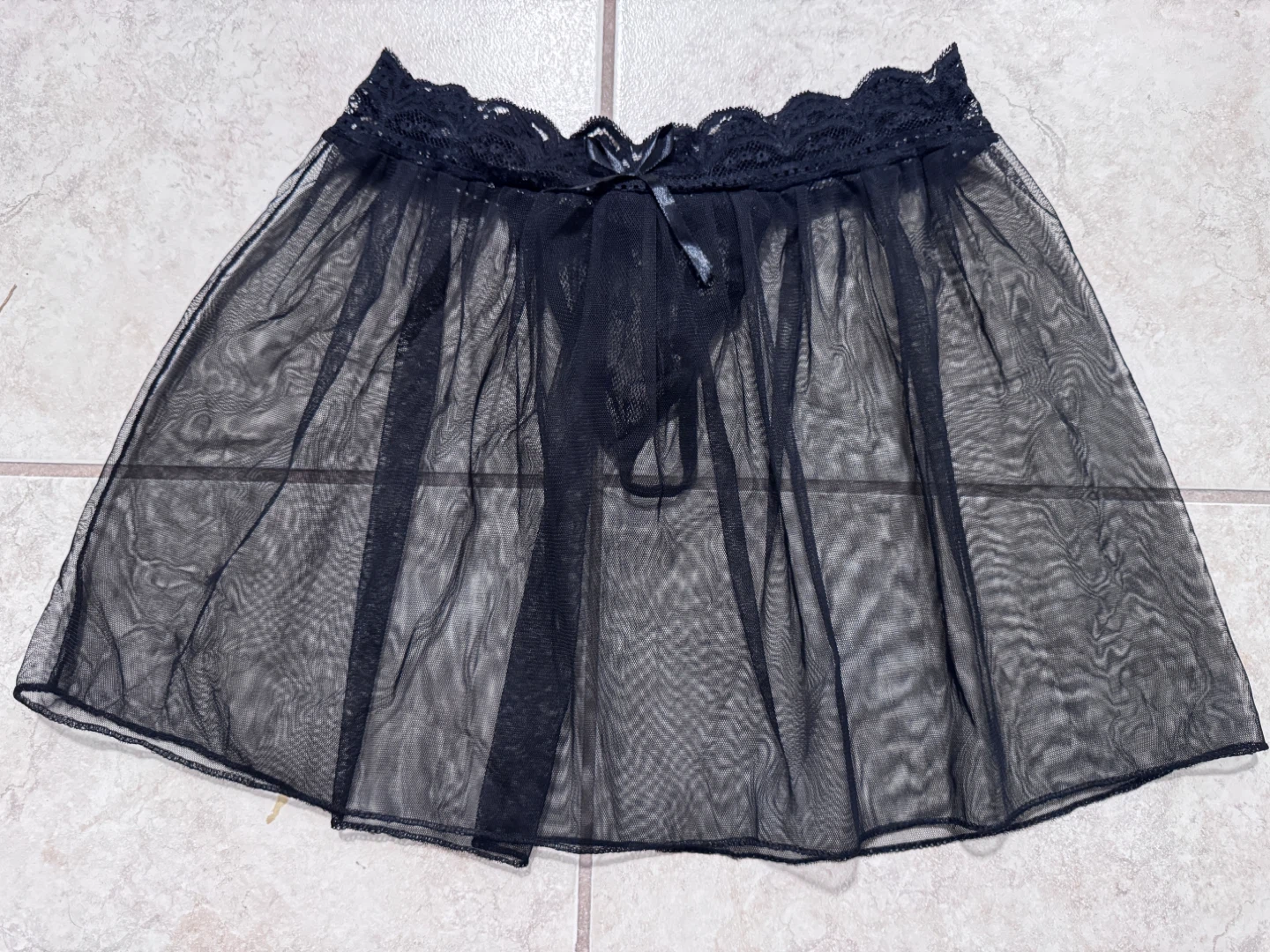Black Mesh Mini Skirt