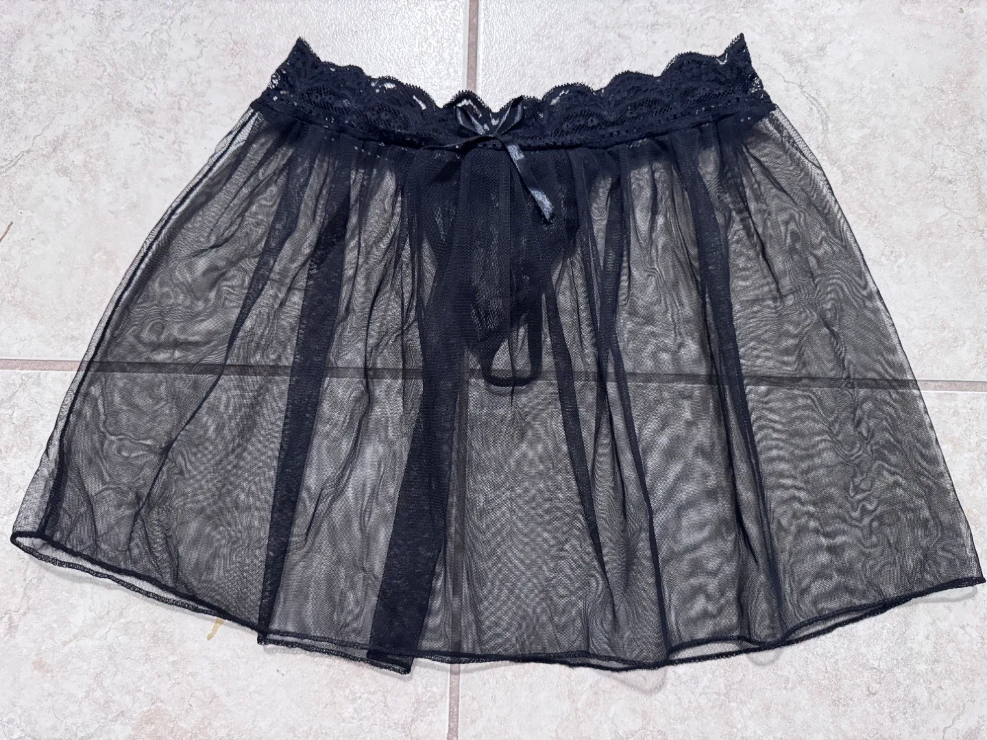 Black Mesh Mini Skirt