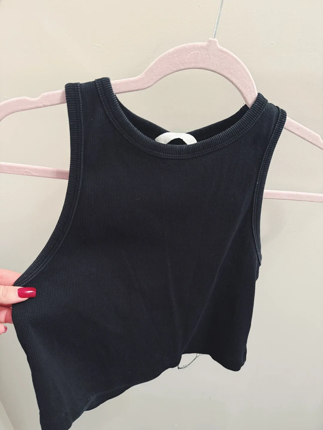 H&M Black Ribbed Crop Top – Size L