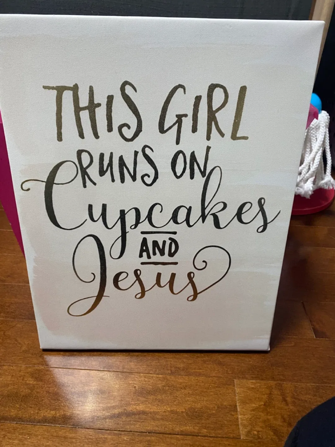 "This Girl Runs on Cupcakes and Jesus" Canvas Art