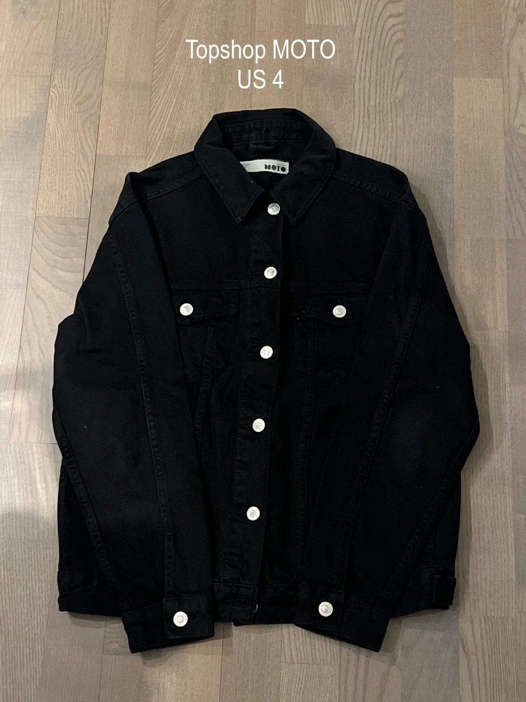 Topshop MOTO Black Denim Jacket - US 4 #Cleanout