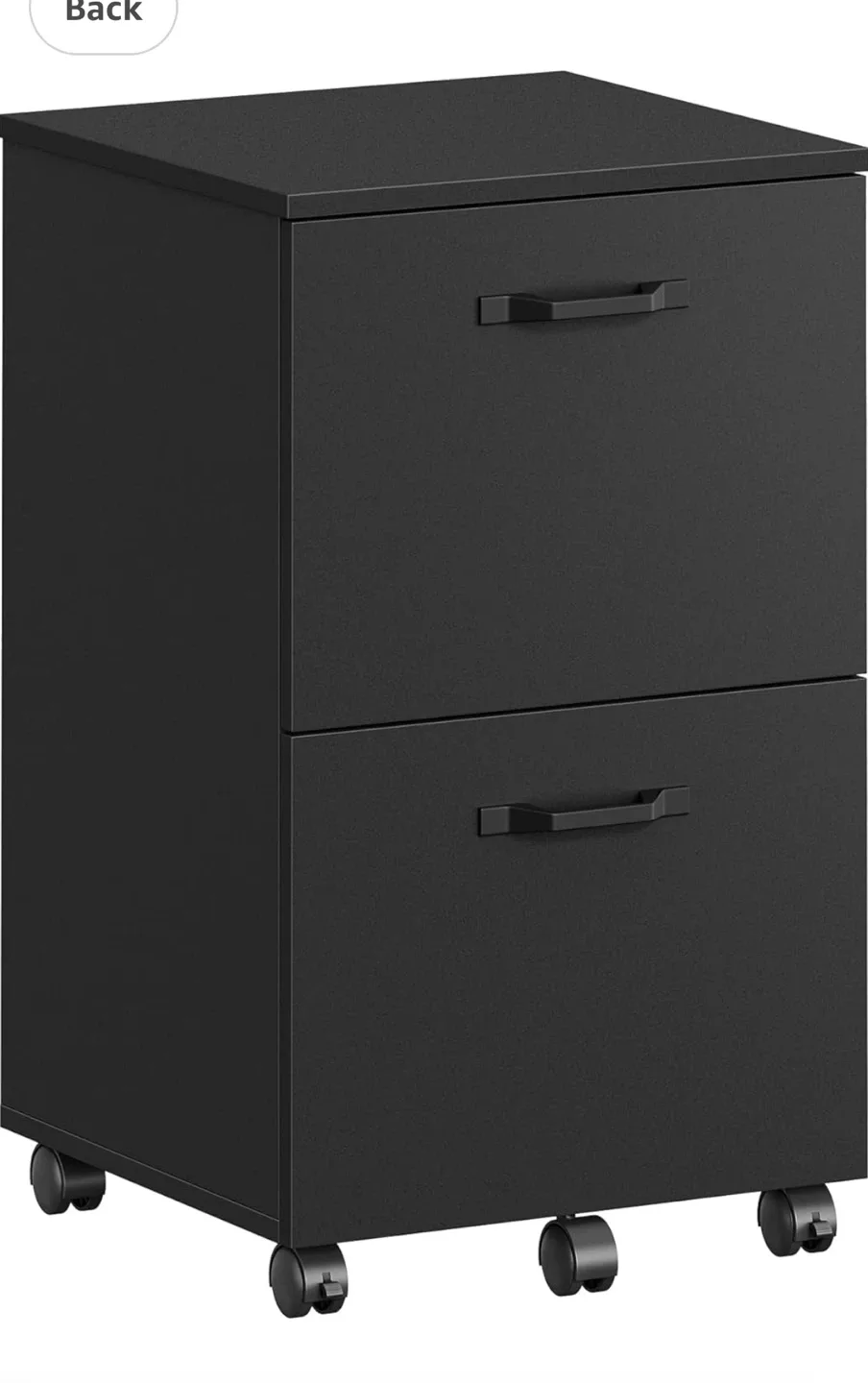Black 2-Drawer Rolling File Cabinet
