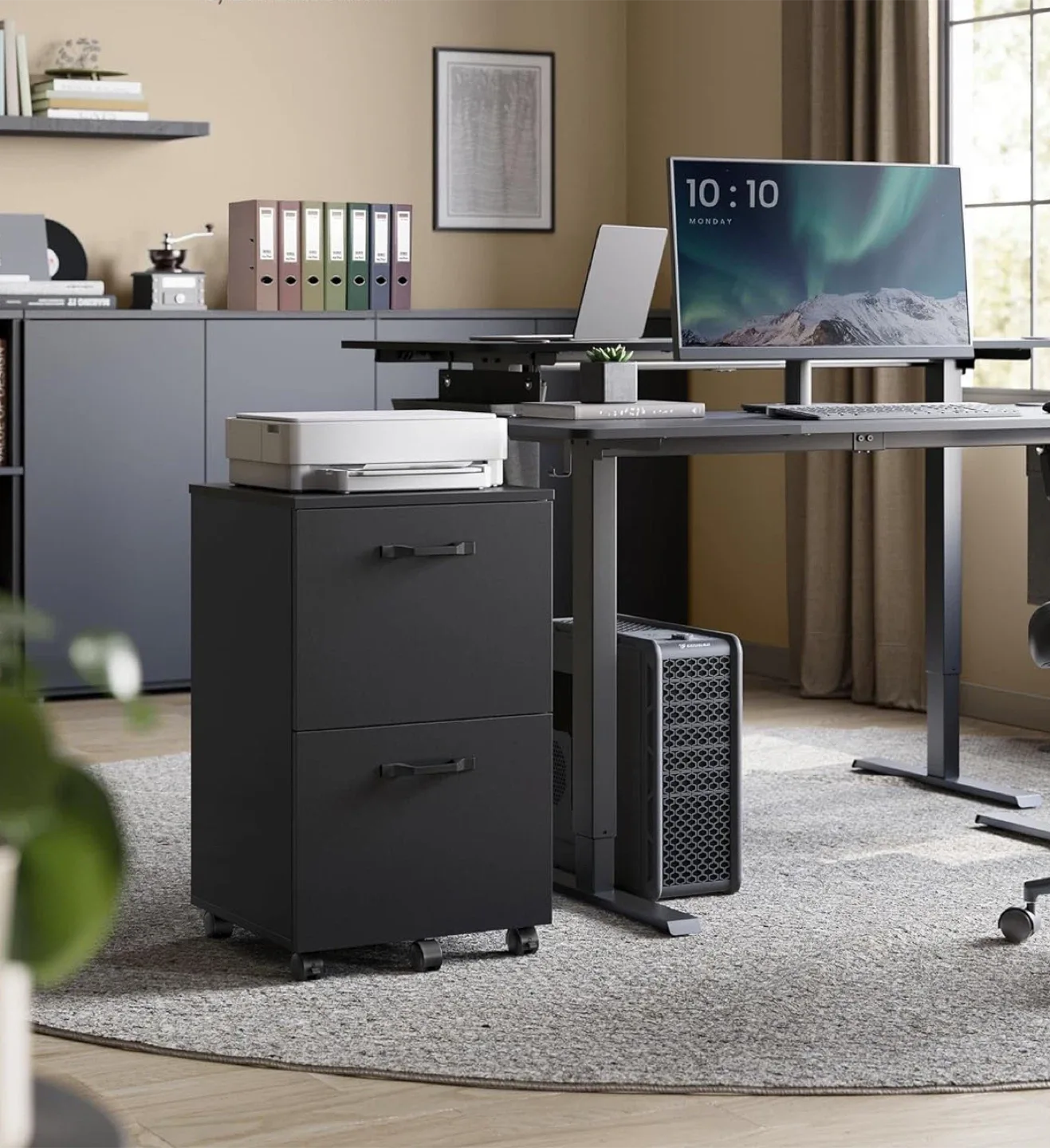 Black 2-Drawer Rolling File Cabinet image indicator(9)