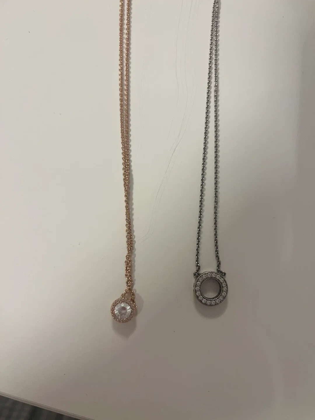 Two Pandora Necklaces: Rose Gold & Silver