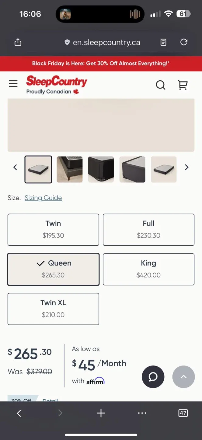 Sleep Country Queen Size Bed Frame - Like New! image indicator(3)