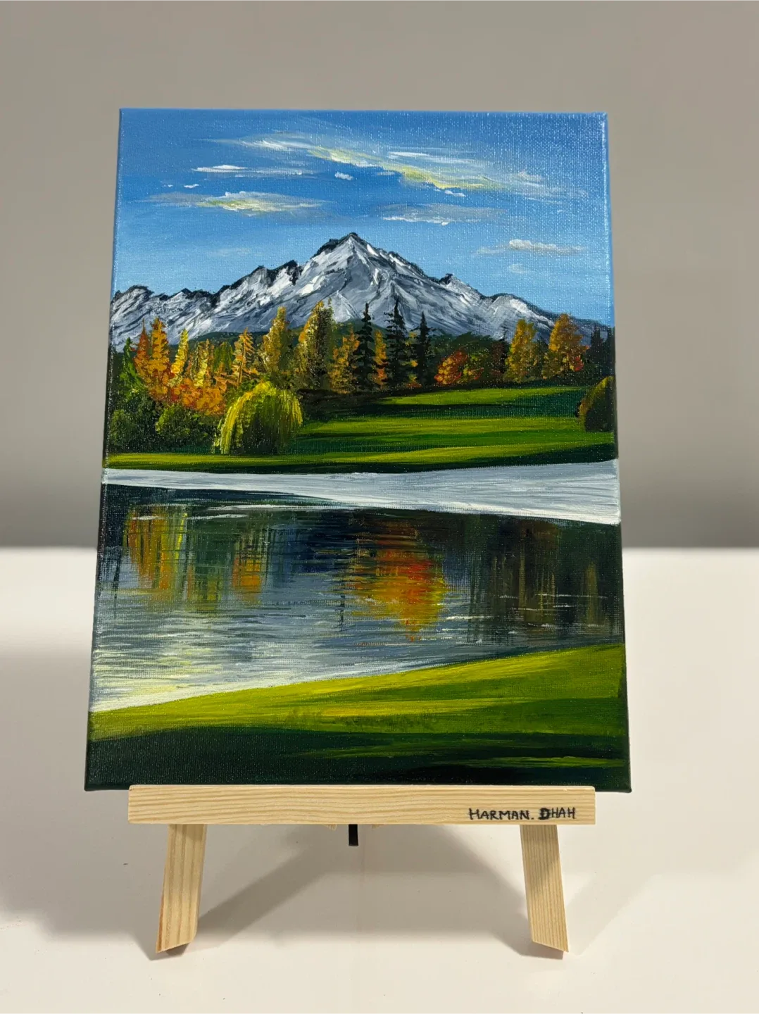Mountains & Lake (Original Acrylic Painting)