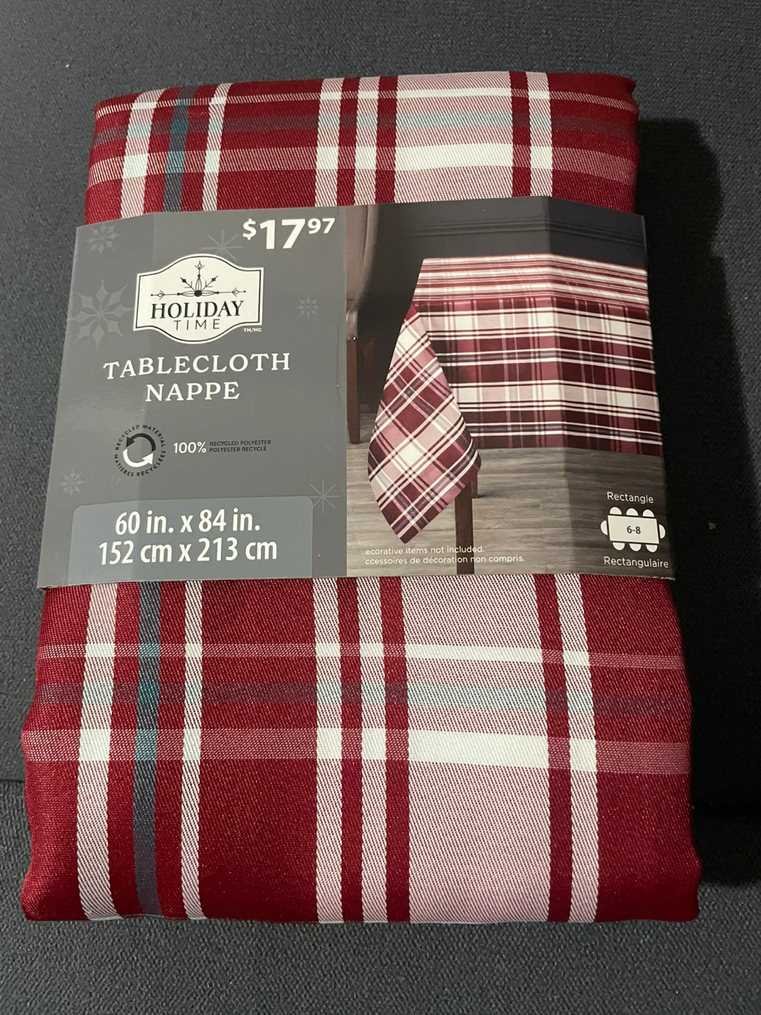 Holiday Time Plaid Tablecloth - 60x84 in