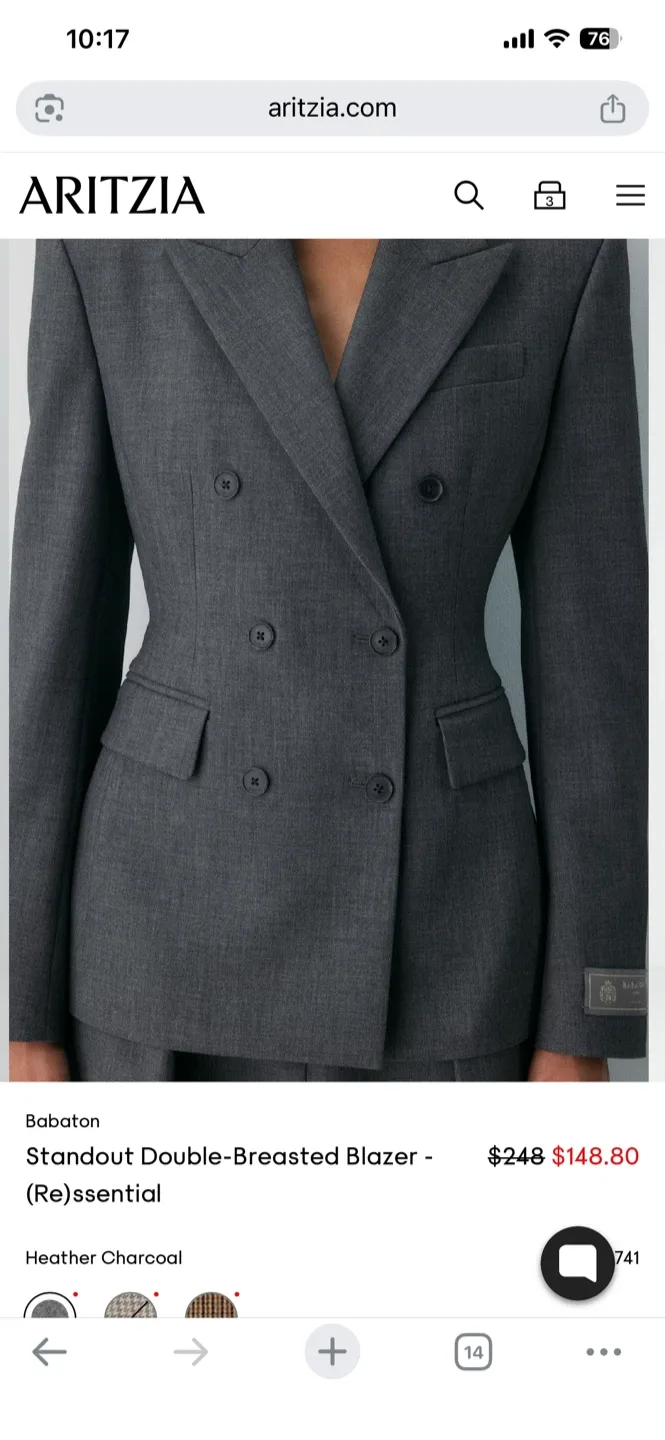 Aritzia Babaton Standout Blazer - Heather Charcoal image indicator(2)