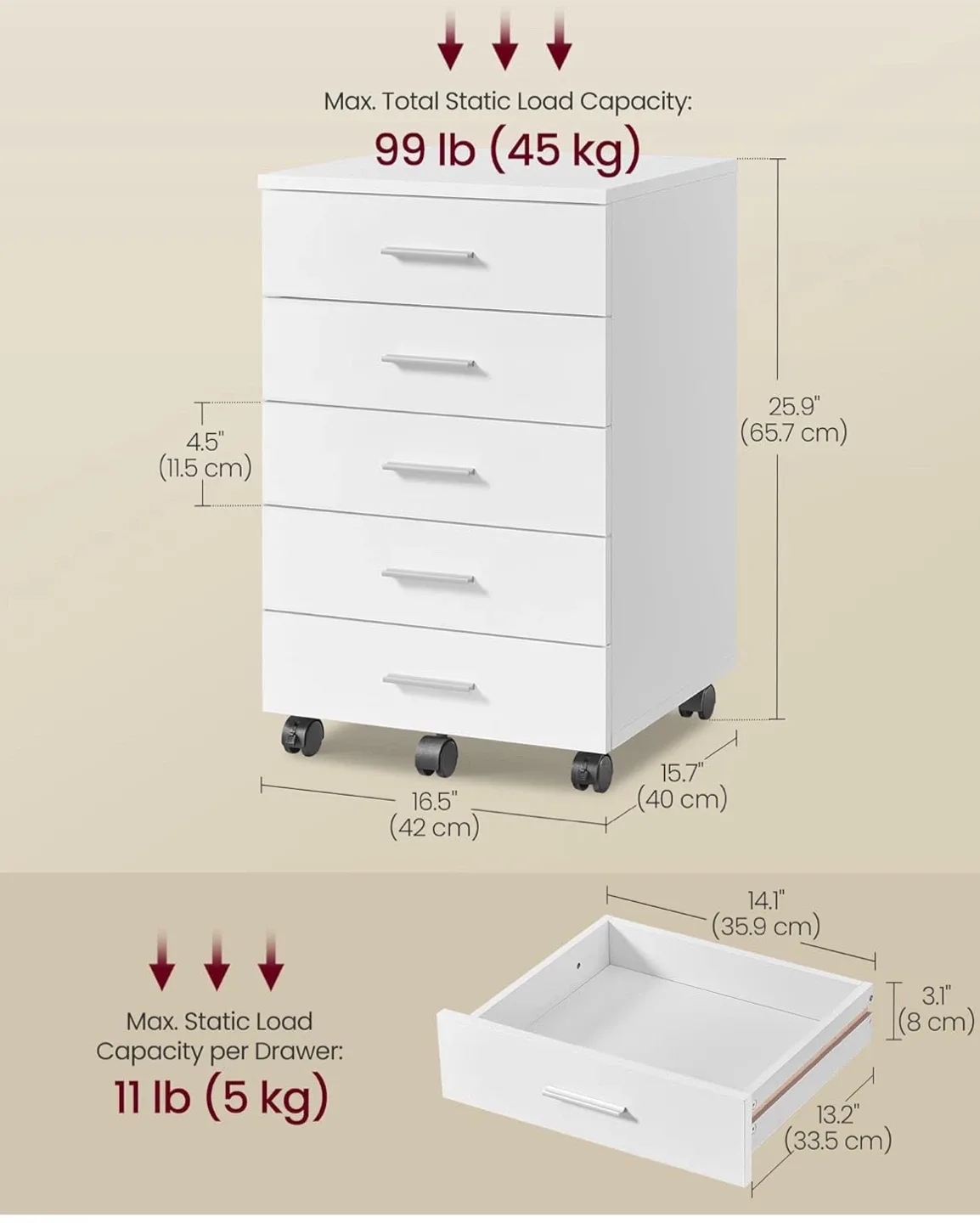 White File Cabinet with 5 Drawers image indicator(2)