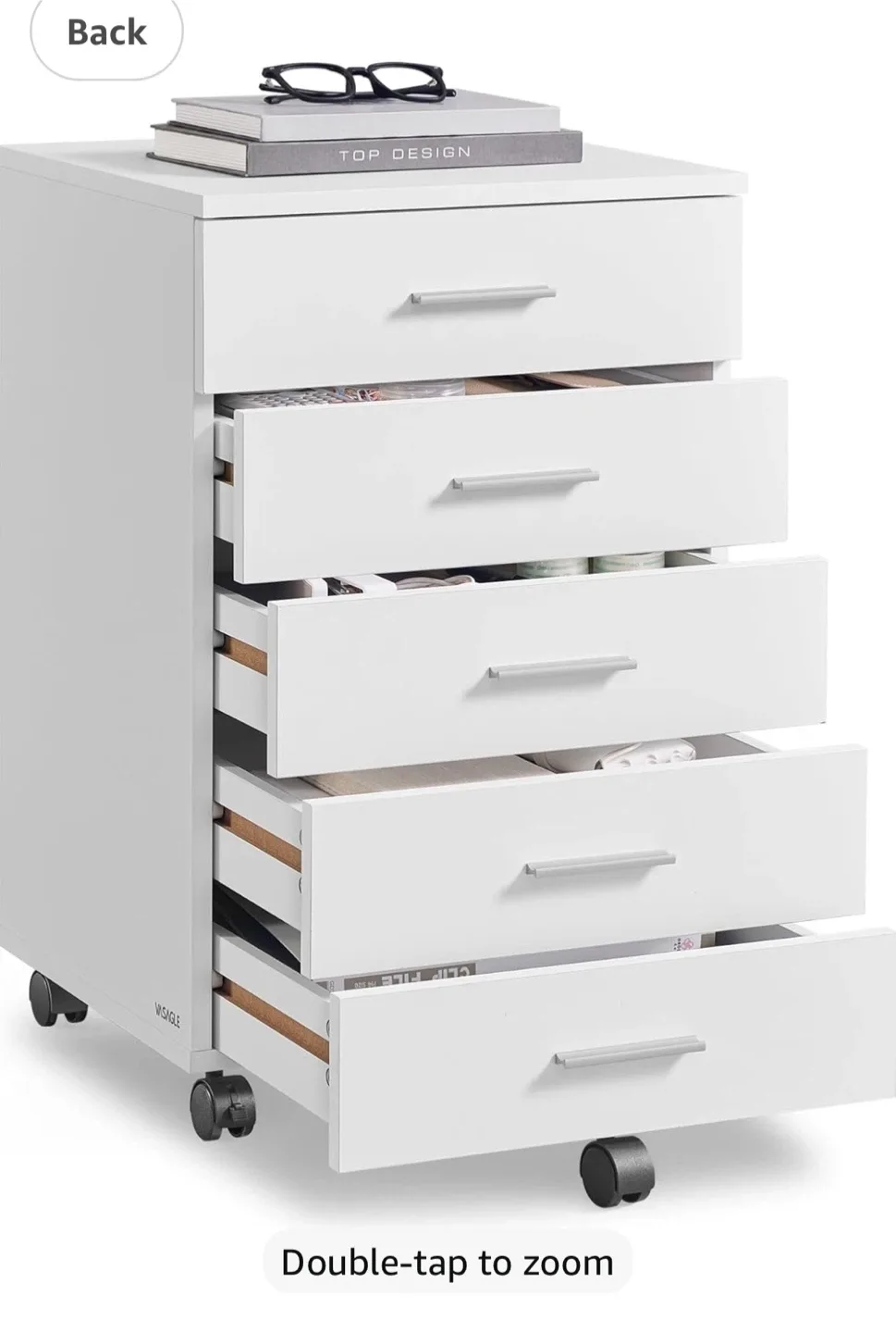 White File Cabinet with 5 Drawers
