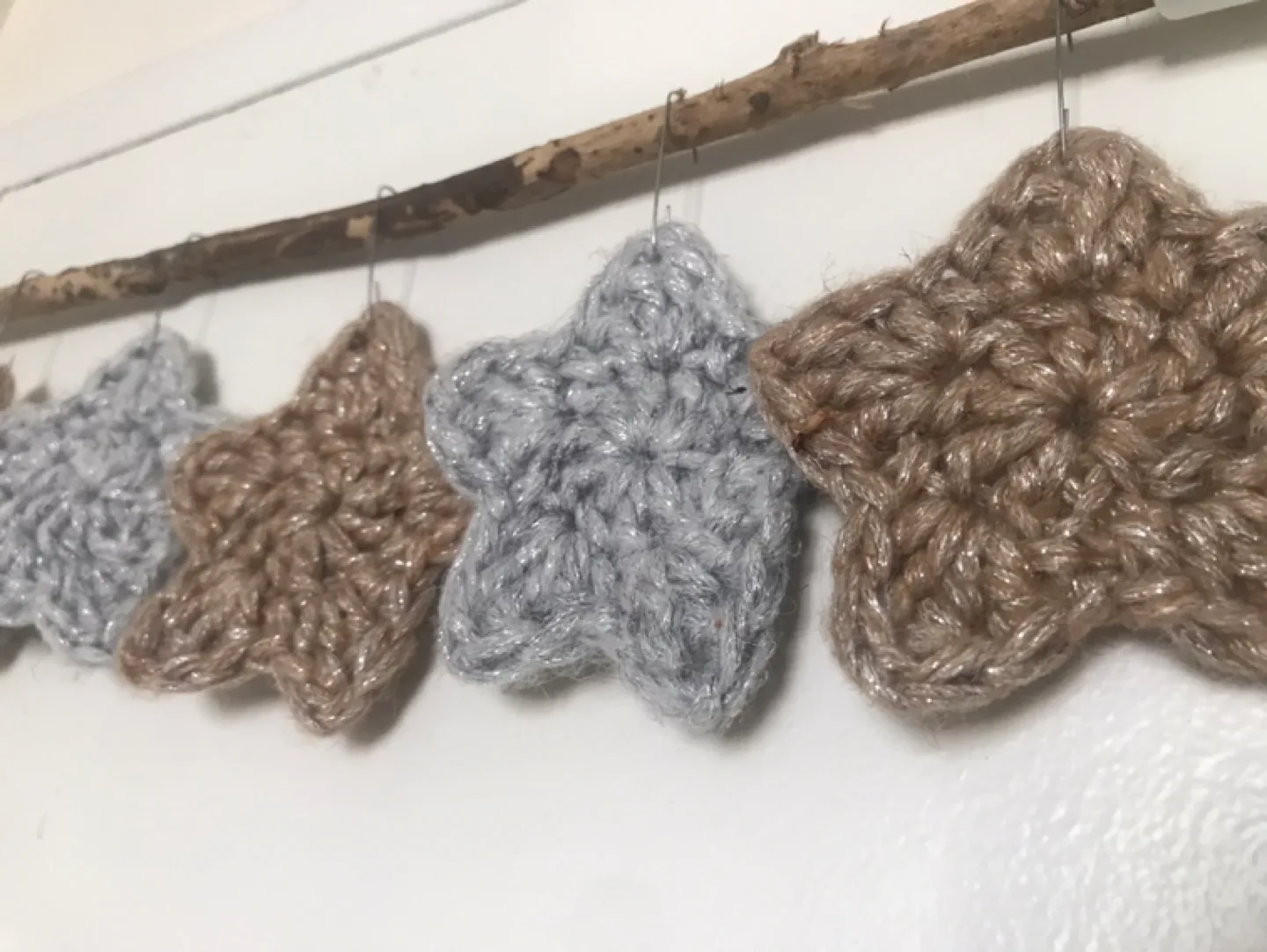 🎄Set of 10 Crochet Star Ornaments -Gold & Silver