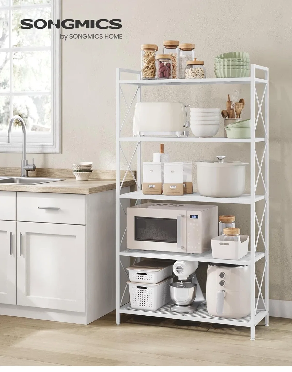 5 Levels White Storage Shelf image indicator(8)