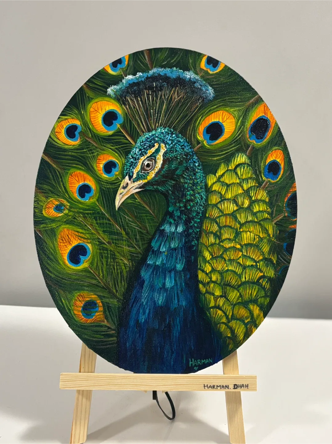 Peacock in Bloom Acrylic Painting 9"x12"