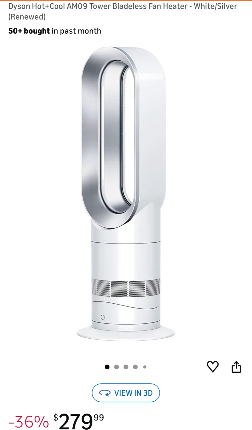 Dyson Hot+Cool Tower Fan Heater - White/Silver