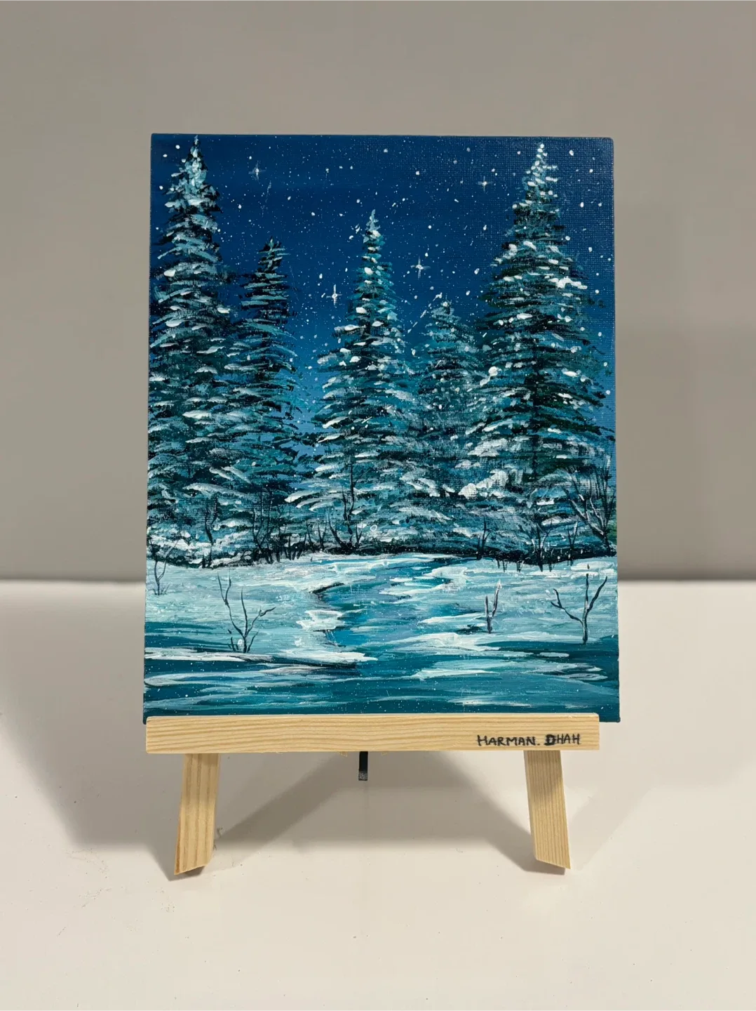 “Pine Forest in White”Original acrylic painting