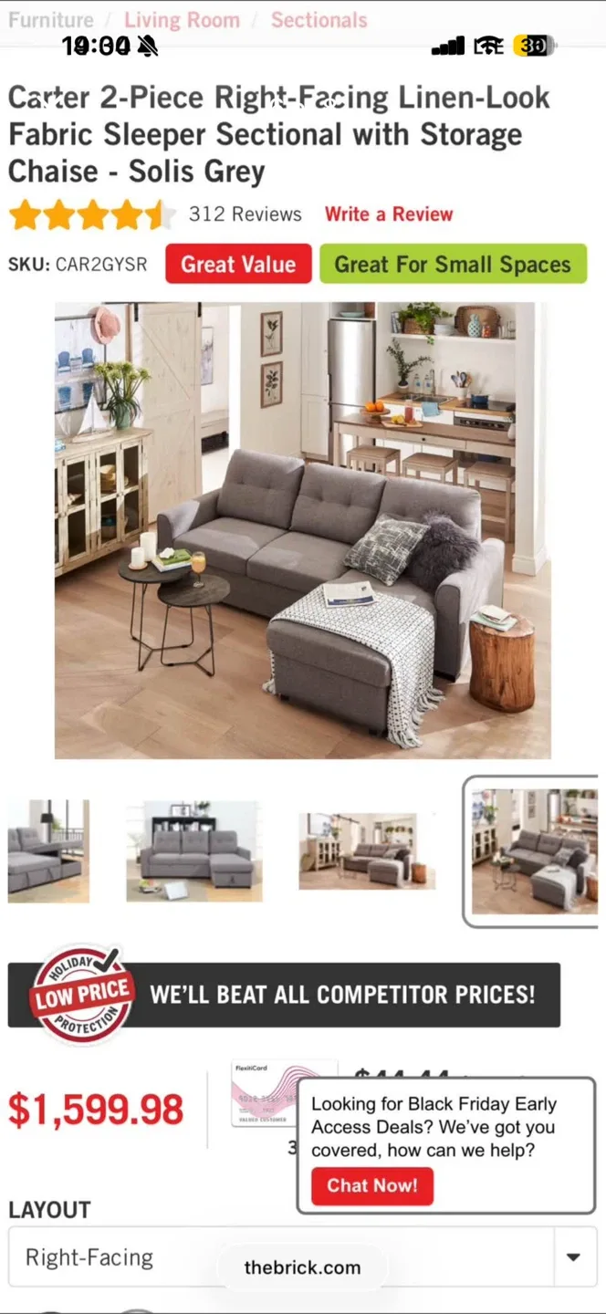 Carter Sleeper Sectional w/ Storage Chaise – Like New image indicator(5)